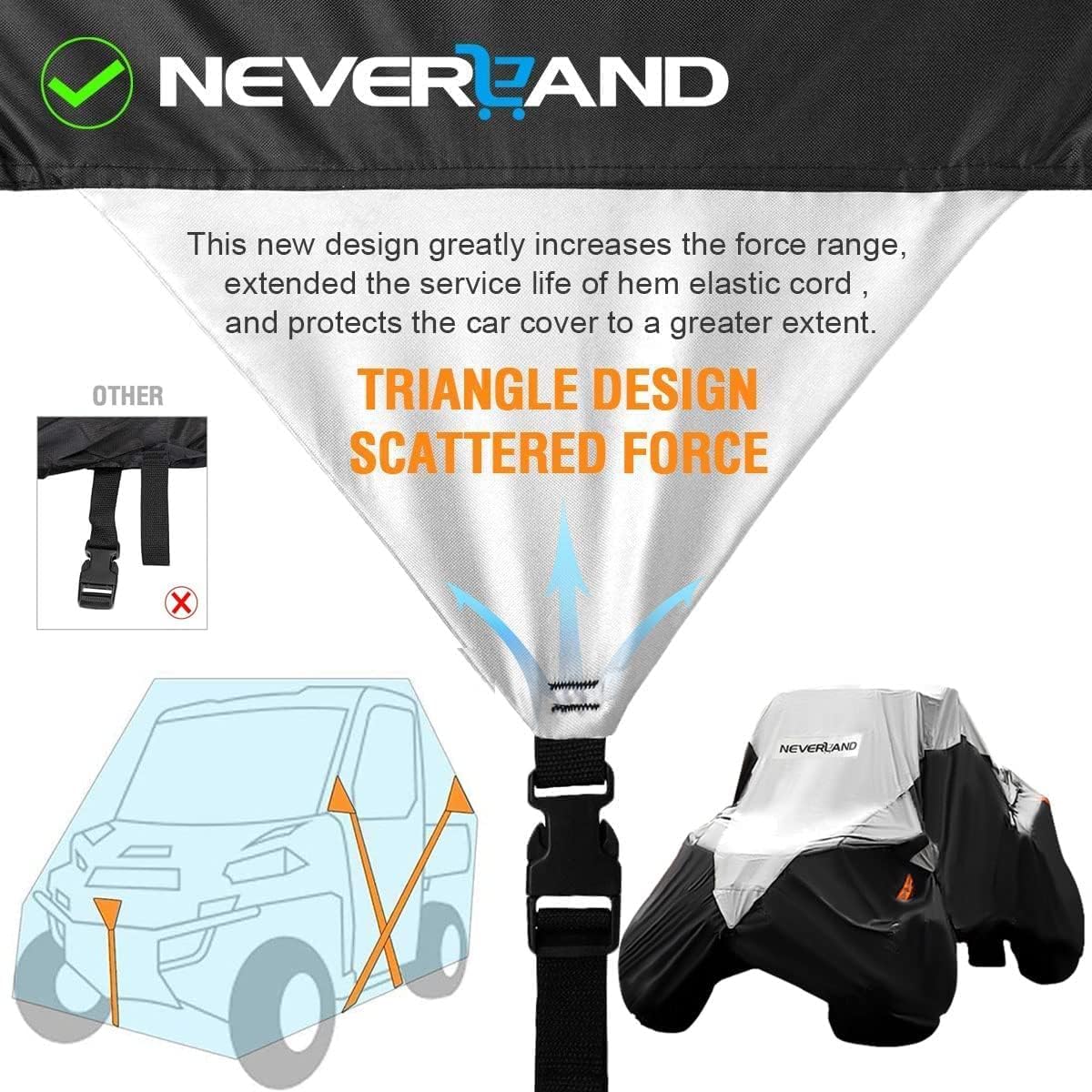 Neverland UTV Cover Waterproof 300D Heavy Duty 2-3 Seater/4-6 Seater 4 Door Side by Side Covers All Weather Protection Compatible with Polaris RZR Can-Am Maverick Defender Kawasaki