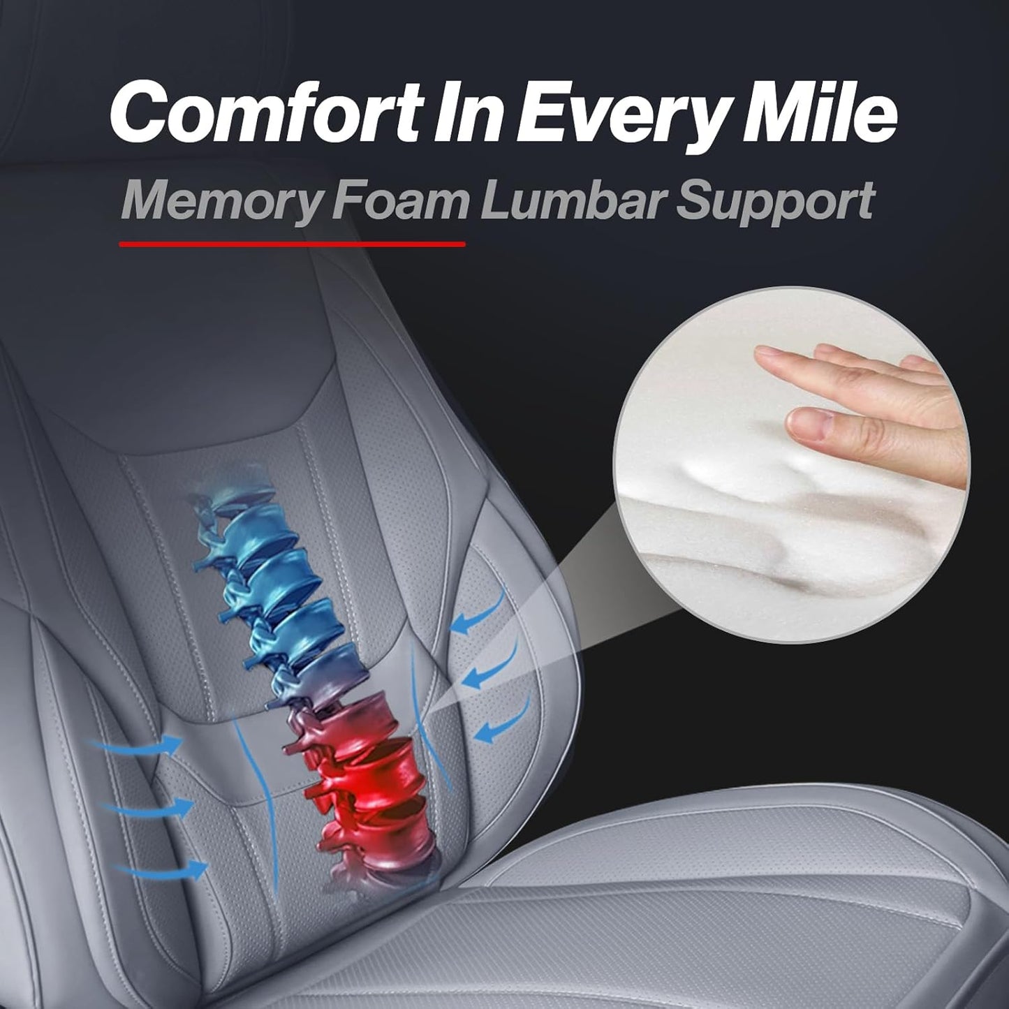 Coverland Custom Car Seat Covers Compatible with Silverado 2500HD, Ram 3500 - Premium Leather Non-Slip Memory Foam Waterproof Custom Interior Protector Full Set-Gray [See Size Chart-Size X138]