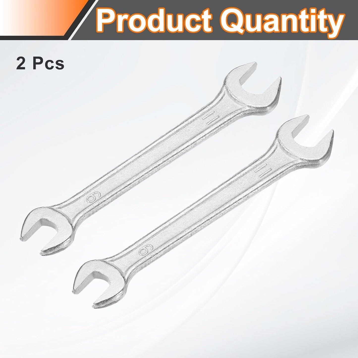 HARFINGTON 2pcs Double Open End Wrench 9mm x 11mm Metric 15 Degree Offset Angle Small Flat Head Wrench Galvanizing Open Ended Spanner for Automotive Repair Furniture Assembly