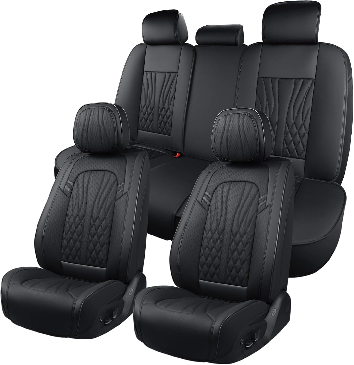 Leather Seat Covers,Car Seat Protector Waterproof,Seat Covers Full Set, Car Seat Protectors 5 Seats,Automotive Seat Covers Fit for Most Cars Black