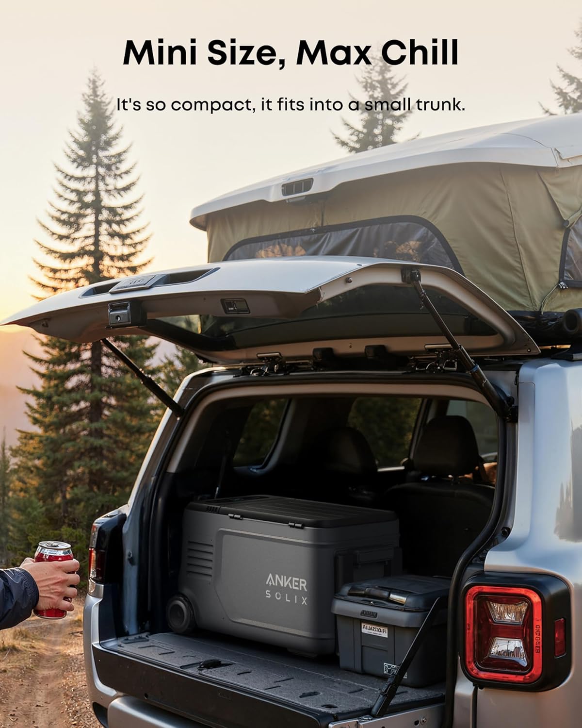 Anker SOLIX EverFrost 2 23L Cooler, 24 qt Car Refrigerator, Electric Cooler with 288Wh Battery, Powered by AC/DC or Solar, for Camping, Travel, and Fishing, -4℉ to 68℉