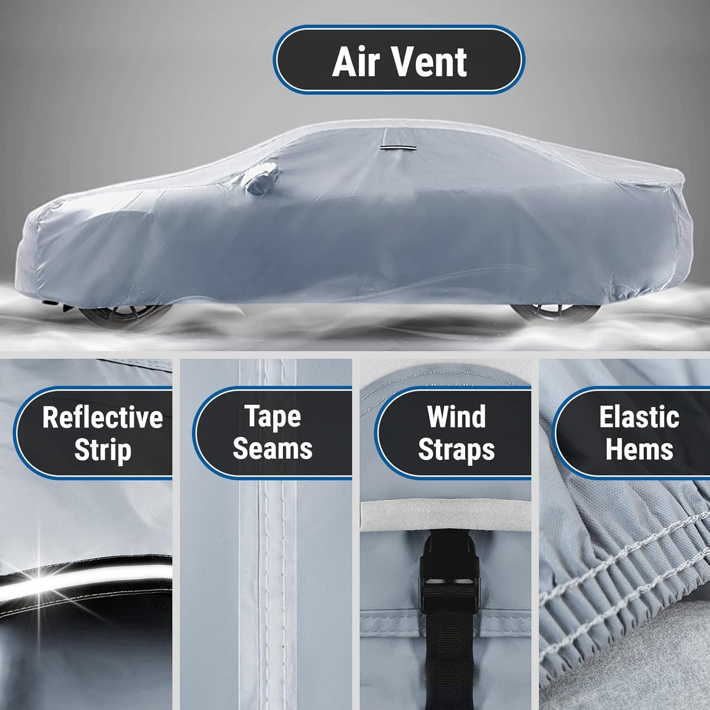 iCarCover Custom Car Cover for Buick Electra (1985-1990) Waterproof All-Weather Rain Snow UV Sun Protector Full Exterior Indoor Outdoor Car Cover (Stripe - Gray/Black)