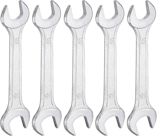 HARFINGTON 5pcs Double Open End Wrench 16mm x 18mm Metric 15 Degree Offset Angle Small Flat Head Wrench Galvanizing Open Ended Spanner for Automotive Repair Furniture Assembly