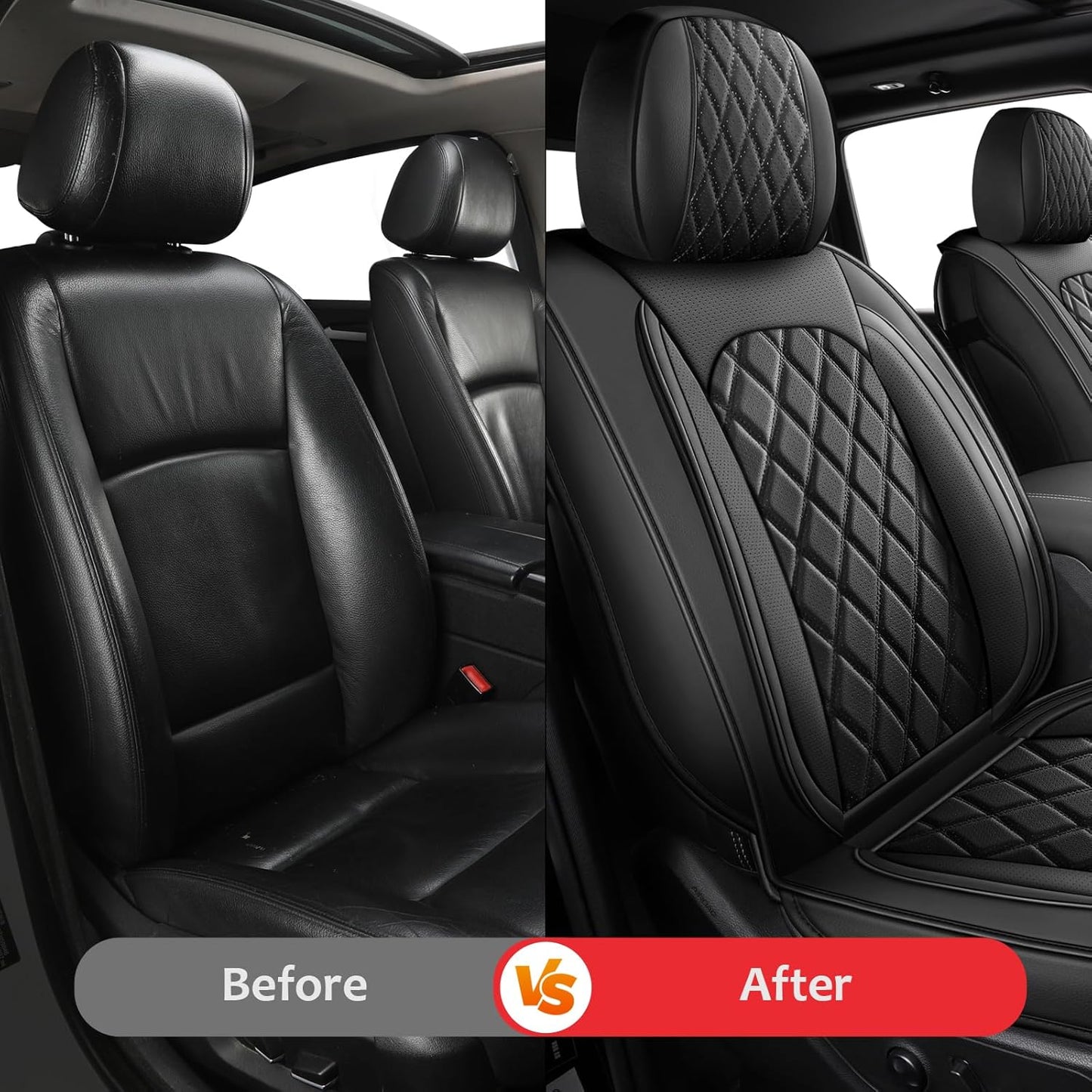 MIROZO 2PCS Front Seat Covers for Dodge Ram,Waterproof Truck Seat Cover Compatible with 2009-2025 RAM 1500 2500 3500 Truck Pickup Crew Quad Cab (2PCS Front,Black)