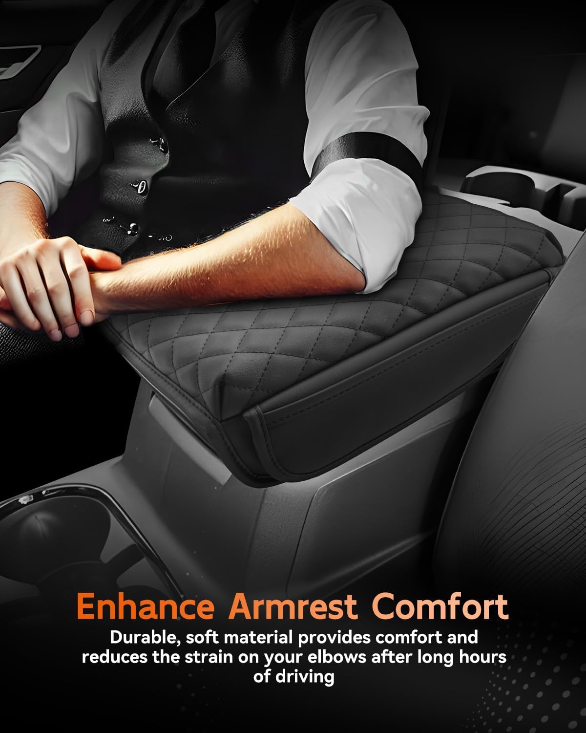 CDEFG for 2023-2025 GMC Canyon Center Console Cover Armrest Box Cover for Canyon (Elevation, AT4, Denali) 2023 2024 2025 Accessories Console Arm Rest Protector Checkered Padded Side Pocket