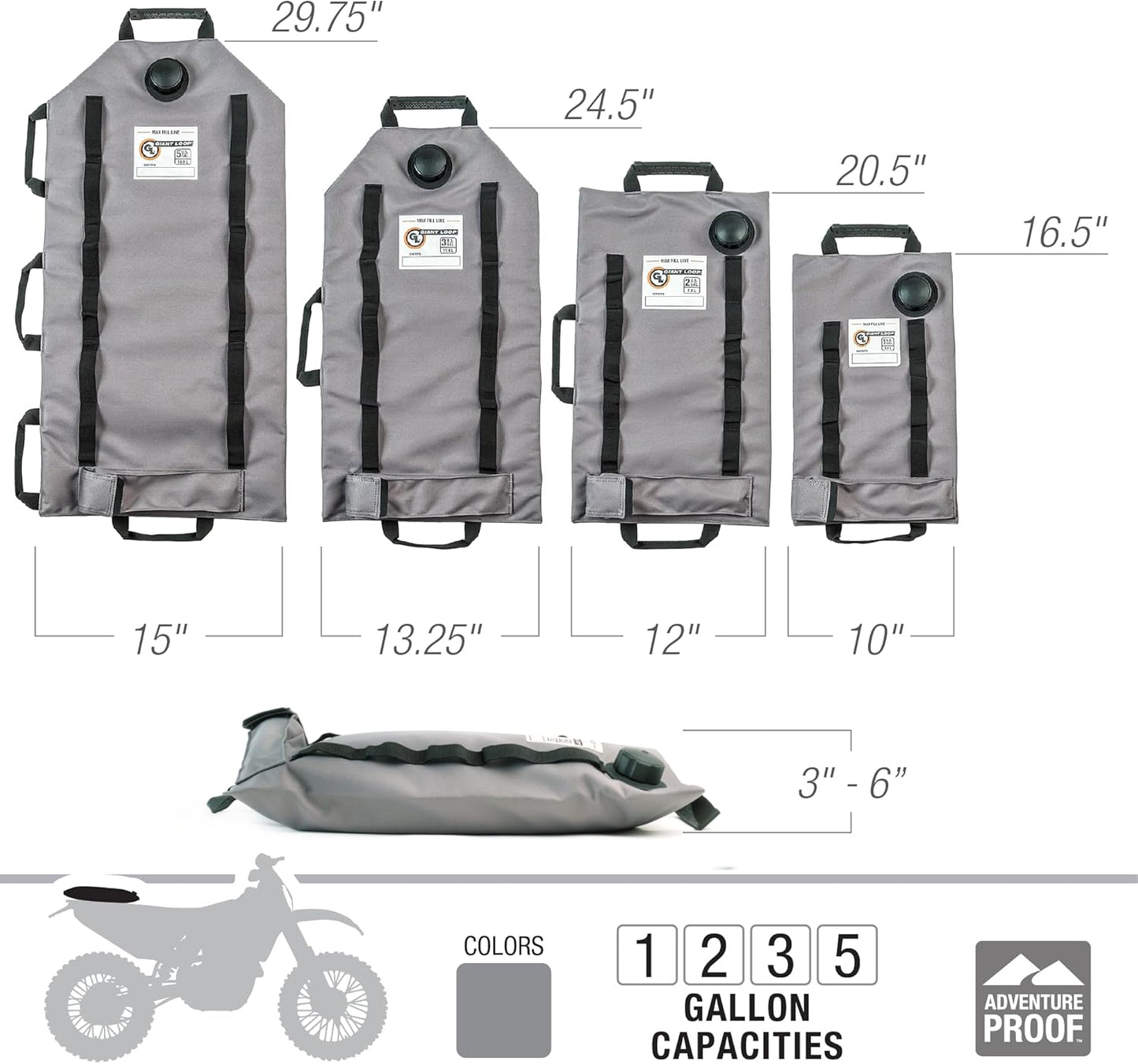 Giant Loop Armadillo Bag, Utility Bladder for Safe Transport and Storage of Powersports and Automotive Fluids, for Motorcycles, UTVs, ATVs, 5-Gallon