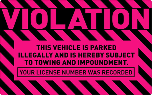 easykart labels 50 Parking Violation Stickers,5 x 8 inch “Violation - Vehicle Illegally Parked, Subject to Towing/Impoundment” Parking Violation Stickers with Permanent Adhesive, Fluorescent