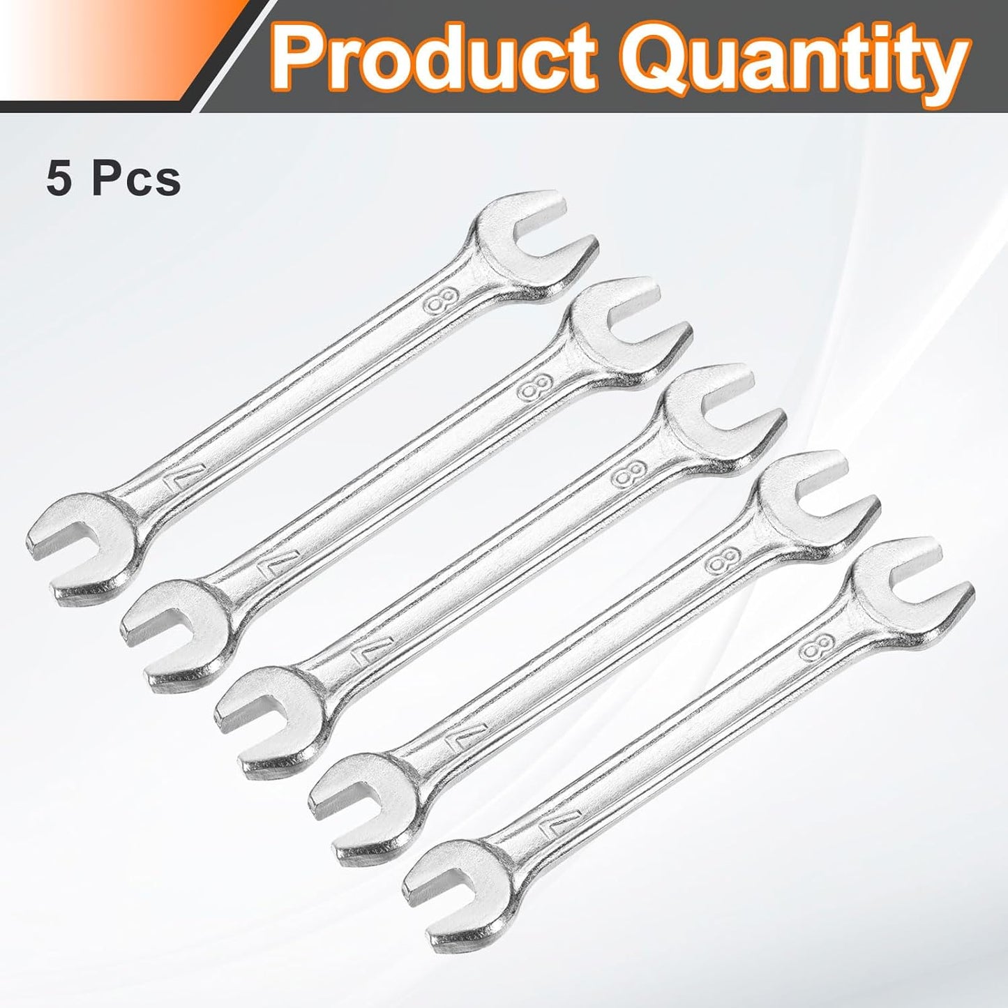 HARFINGTON 5pcs Double Open End Wrench 7mm x 8mm Metric 15 Degree Offset Angle Small Flat Head Wrench Galvanizing Open Ended Spanner for Automotive Repair Furniture Assembly