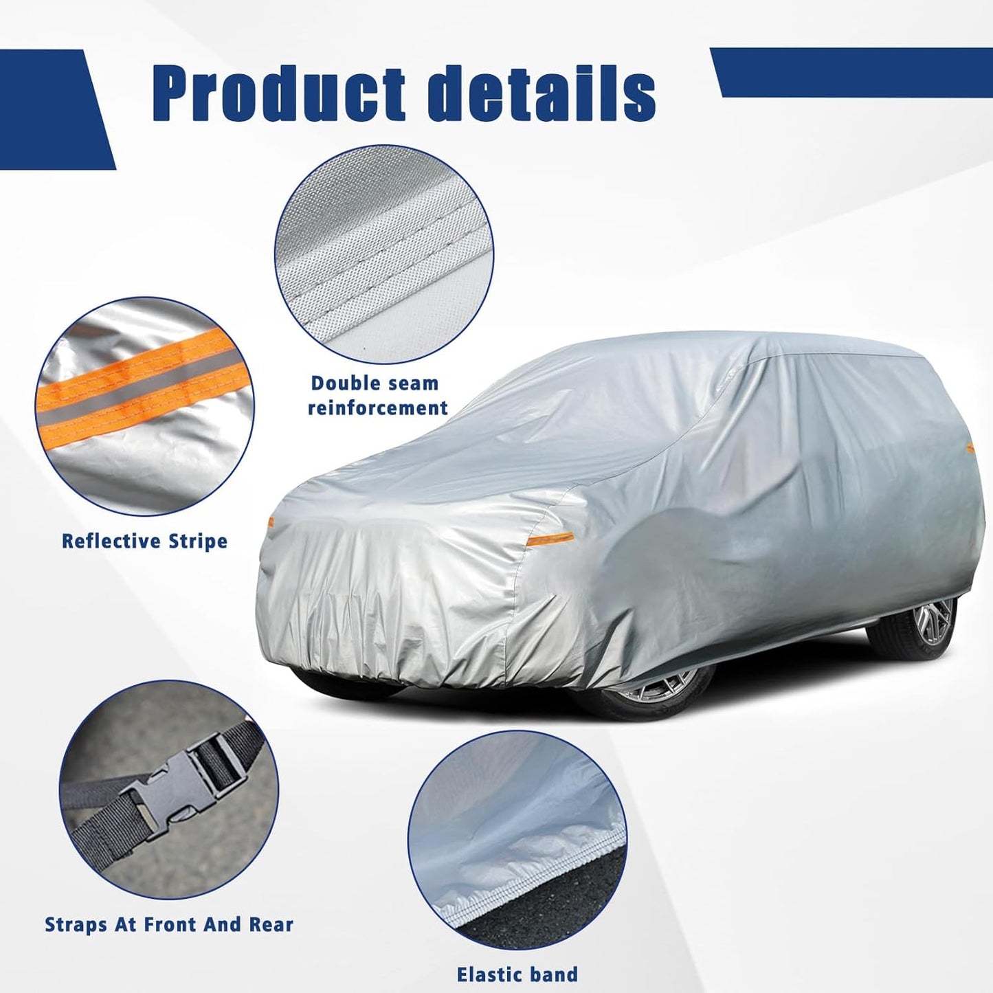 Kayme 6 Layers Car Cover Custom Fit for Jeep Wrangler 4 Dr/Unlimited 4 Door JK JL, Waterproof All Weather for Automobiles, Outdoor Full Cover Rain Sun UV Protection.Silver