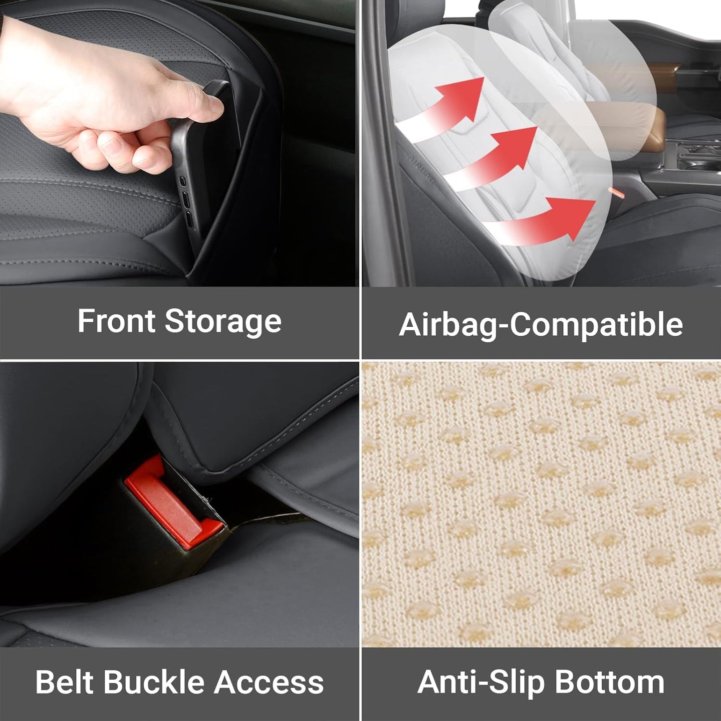 Coverland Custom Car Seat Covers Compatible with 2016-2025 Titan King Cab - Premium Leather Non-Slip Memory Foam Waterproof Cover Interior Protector Full Set-Dark Gray [See Size Chart-Size X121]