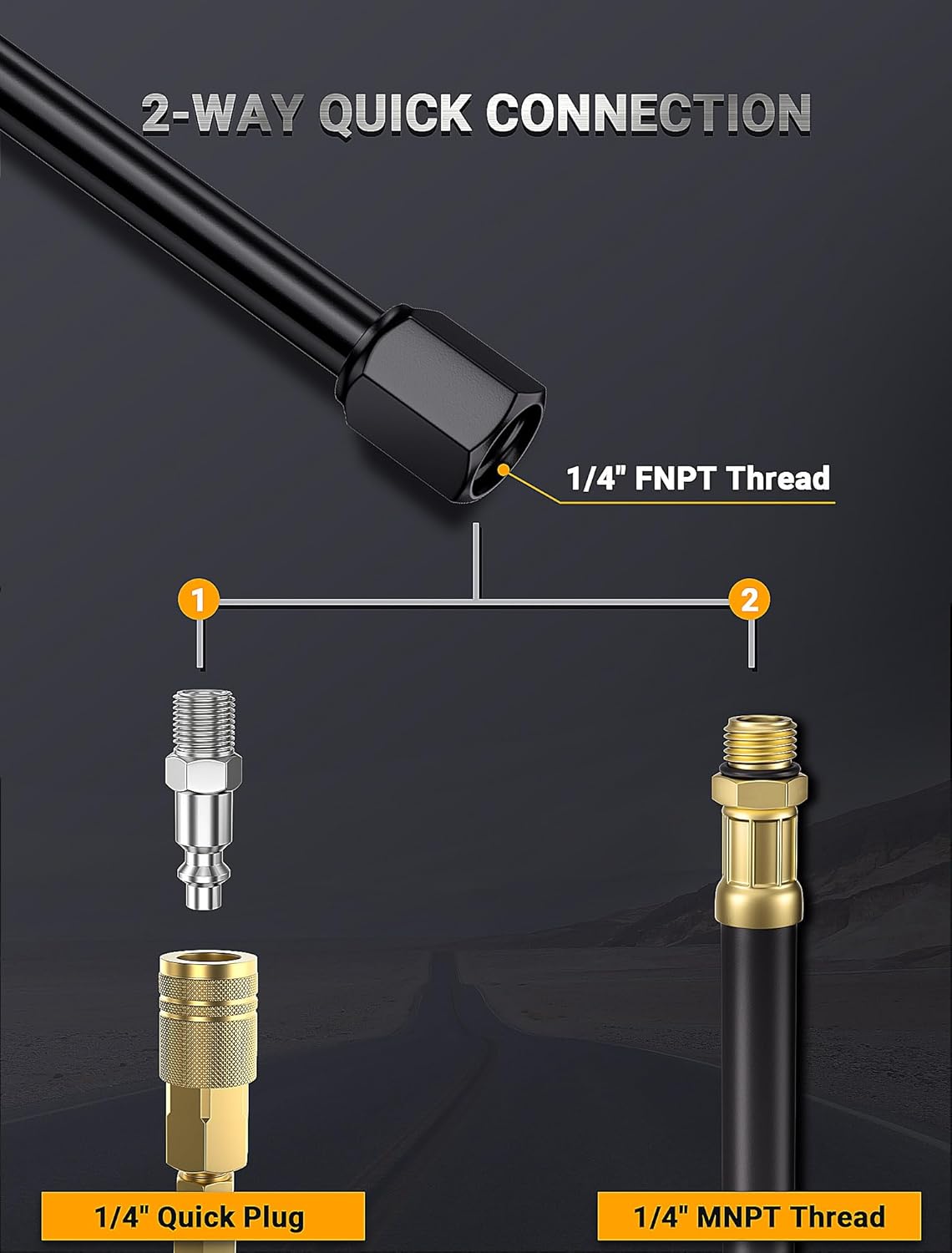 13'' Dual Head Air Chuck Set, Heavy Duty Extended Reach Tire Chuck w/Quick Plug for Semi Tire Inflation, 1/4" FNPT Straight Lock On Tire Inflate Chuck for Air Compressor Semi Truck RV Dually Tires
