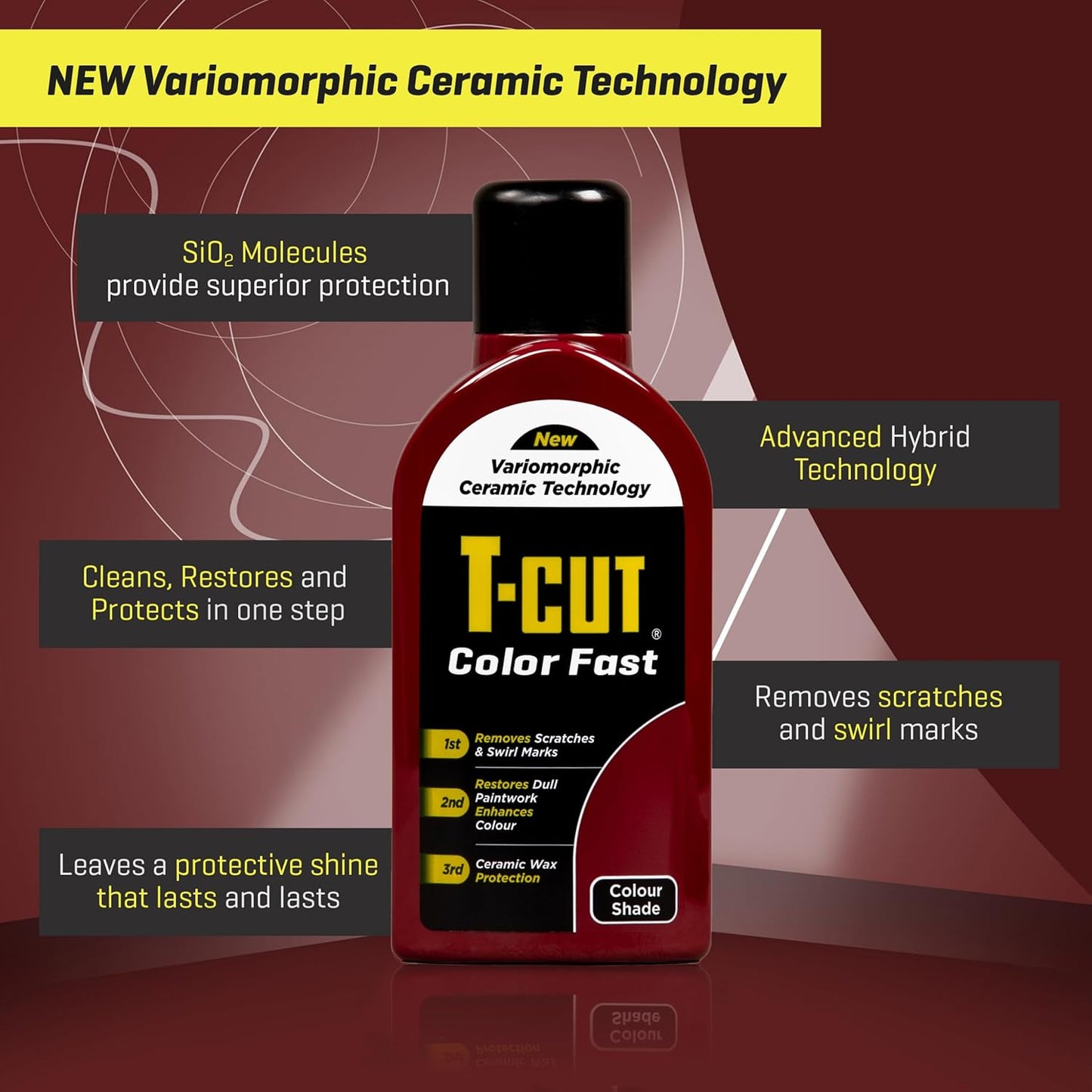 T-Cut Dark Red Scratch Remover Color Fast Paintwork Restorer Car Polish, 13 Colors Available, 17 Fl Oz