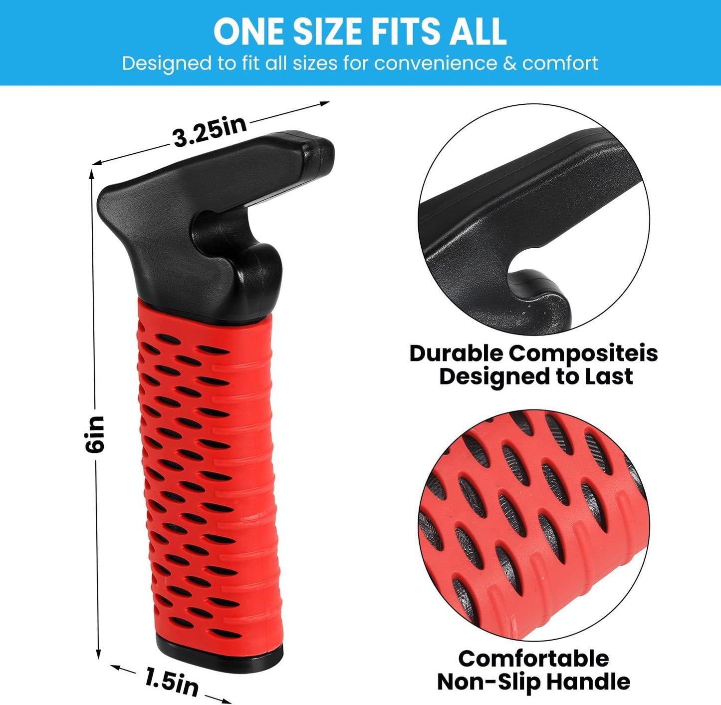 Car Door Handle for Elderly, Car Handle Assist Support, Portable Elderly Assistance Mobility Aids Auto Grab Cane with Strap for Seniors and Handicapped Getting Out of Car, Red, 2 Pack