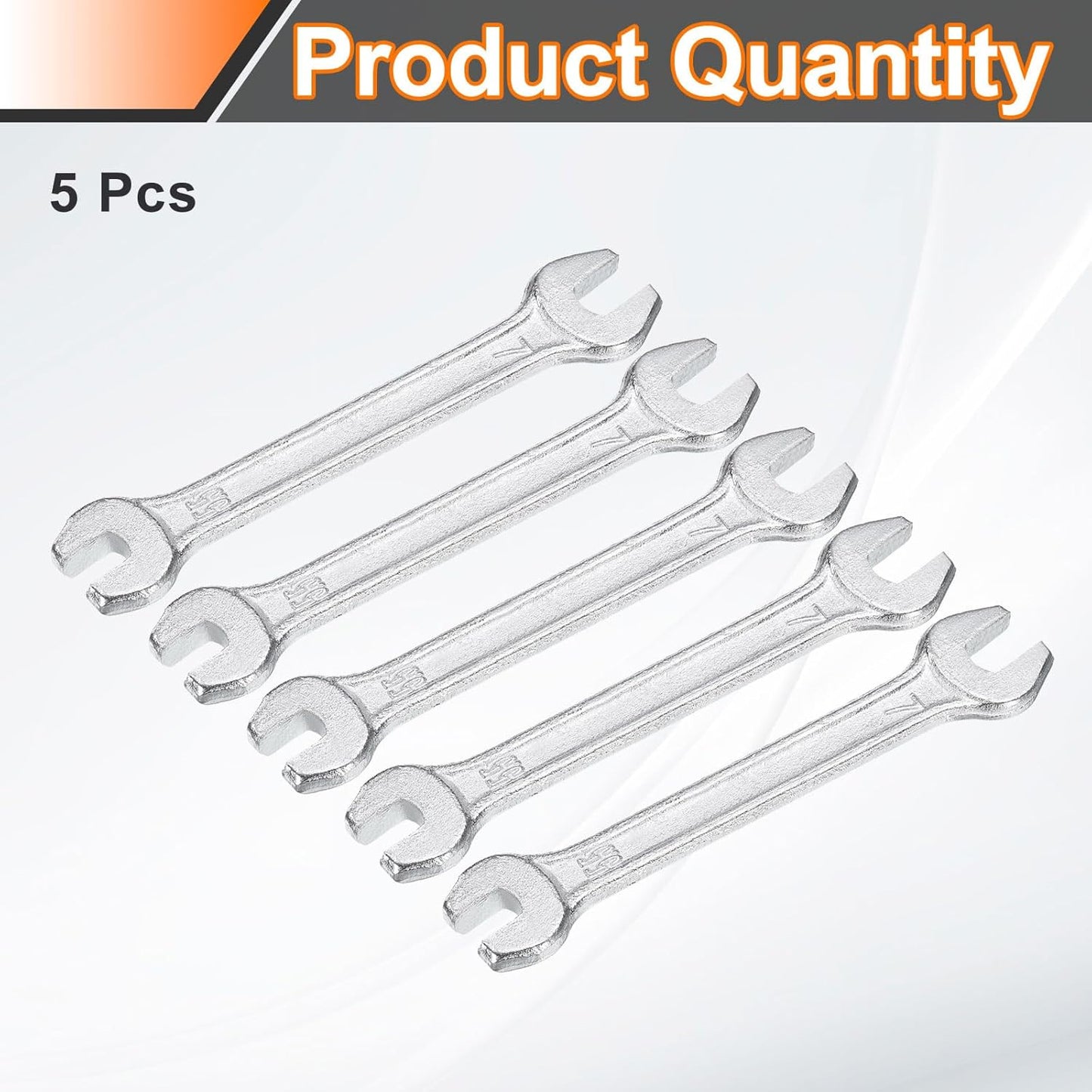 HARFINGTON 5pcs Double Open End Wrench 5.5mm x 7mm Metric 15 Degree Offset Angle Small Flat Head Wrench Galvanizing Open Ended Spanner for Automotive Repair Furniture Assembly