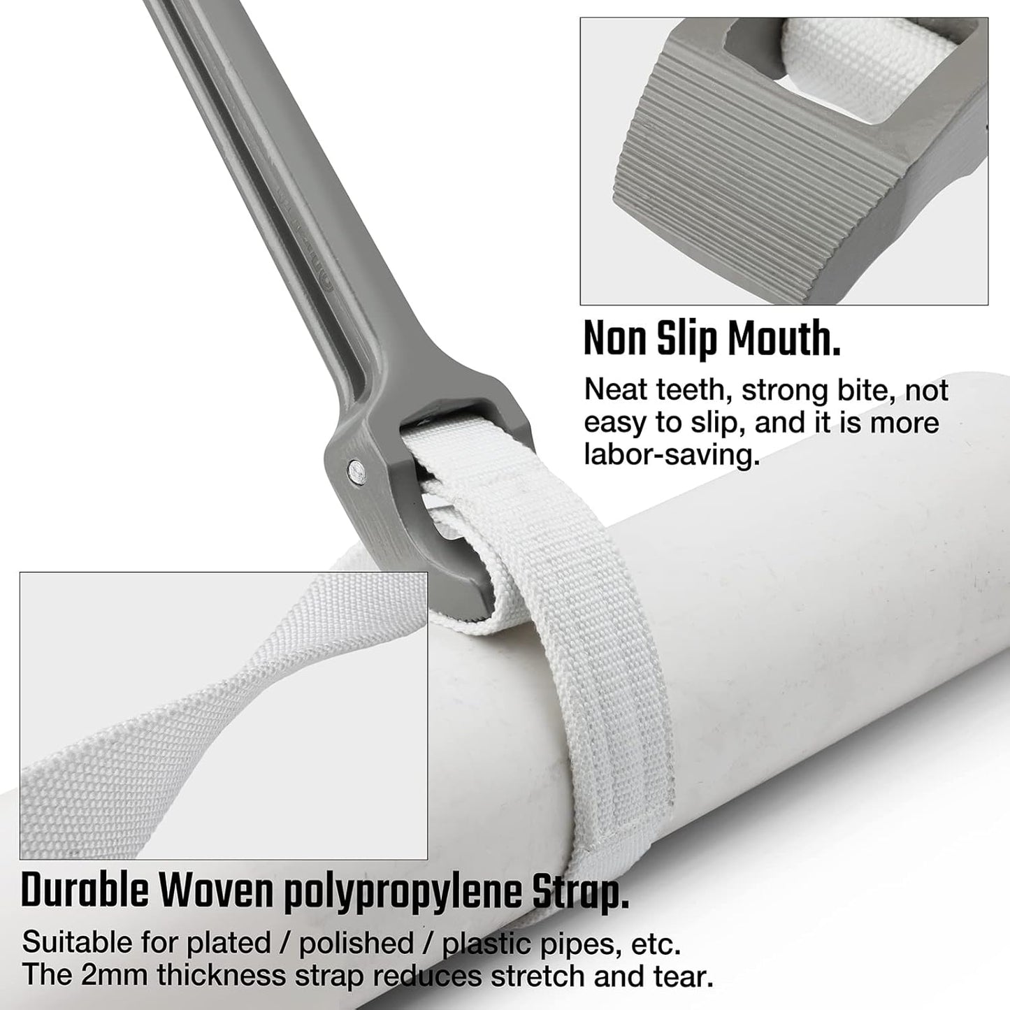 DURATECH Strap Wrench 18" Handle, Adjustable Nylon Strap Pipe Wrenches, Oil Filter Strap Opener Wrench