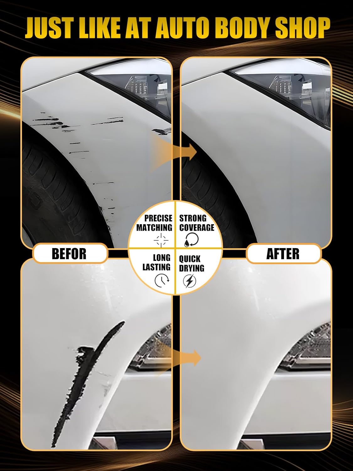 (LY9B) Brilliant Black Touch Up Paint Compatible with Audi, Exact Match Car Paint Pen Automotive Scratch Repair Remover Kit Quick & Easy Solution for Vehicle Chips and Nicks