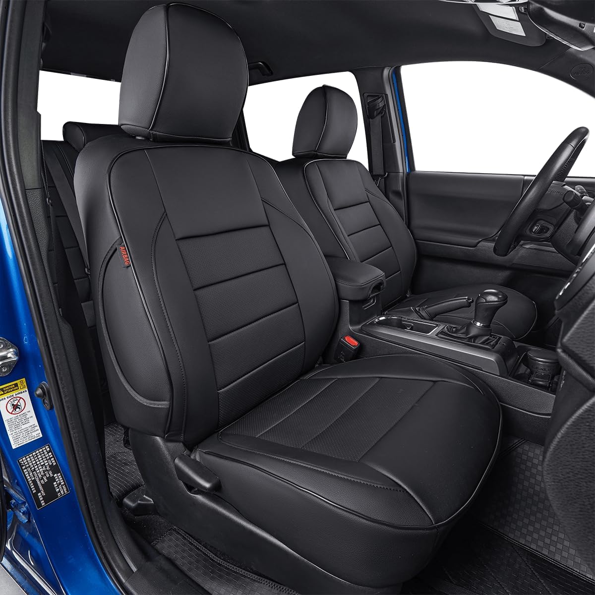 EKR Custom Fit Tacoma Car Seat Covers for Select Toyota Tacoma 2024 2025 Xtra Cab SR -Full Set,Leather(Black)
