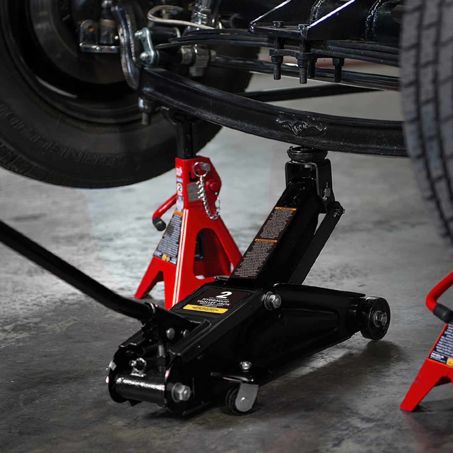 BIG RED AT82012B Torin Hydraulic Trolley Service/Floor Jack with Blow Mold Carrying Storage Case, 2 Ton (4,000 lb) Capacity, Black