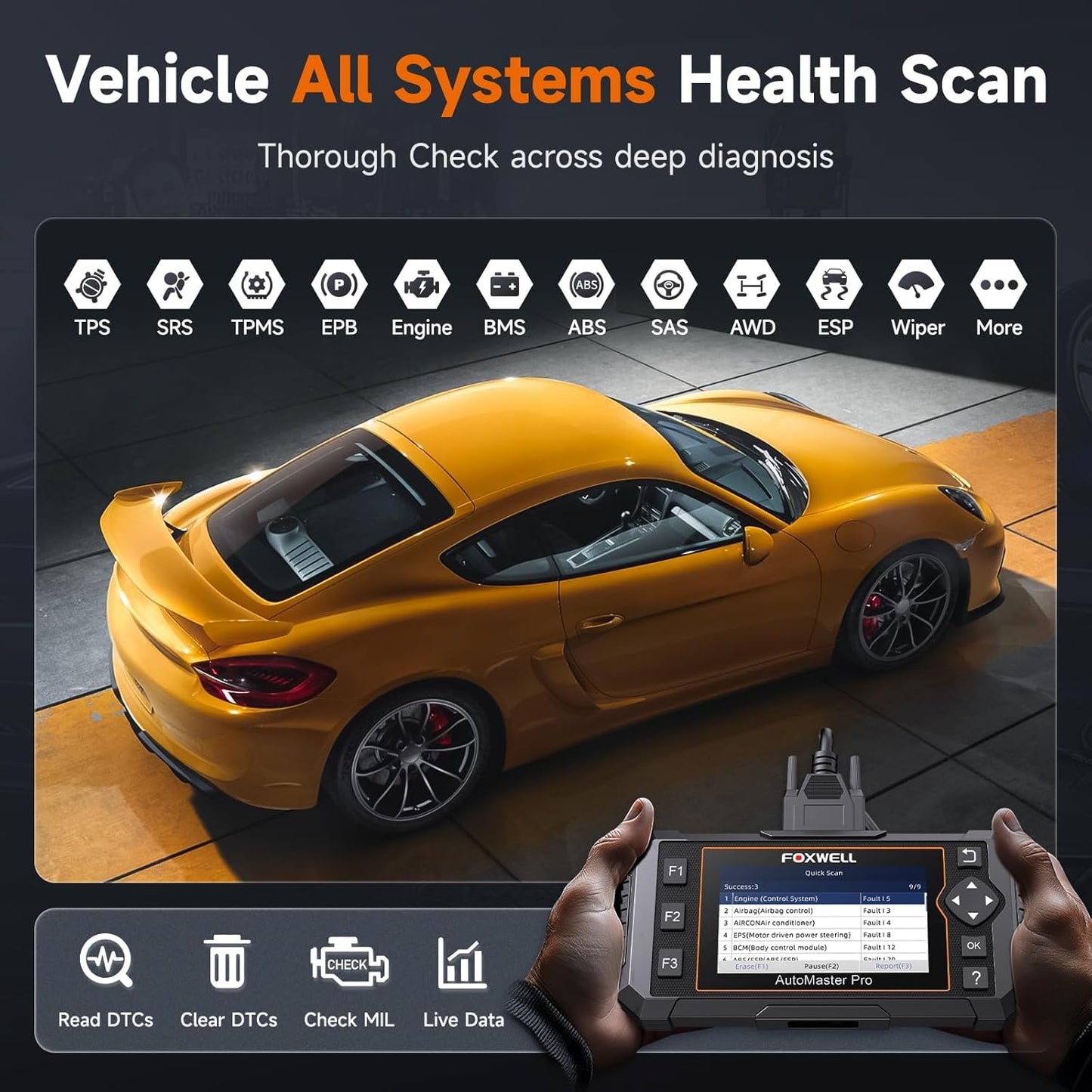 FOXWELL NT624 Elite OBD2 Scanner Upgraded from NT614Elite & NT604Elite Code Reader, All-System OBD2 Scan Tool, 8 Advanced Reset Functions, AutoVIN, Live Data, Lifetime WiFi Free Updates