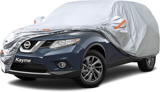 Kayme SUV Car Covers for Automobiles Waterproof All Weather Sun Uv Rain Protection with Zipper Mirror Pocket Fit Nissan Rogue, Volvo Xc60, Toyota Venza/Rav4, Porsche macan Etc (182 to 190 Inch) YL