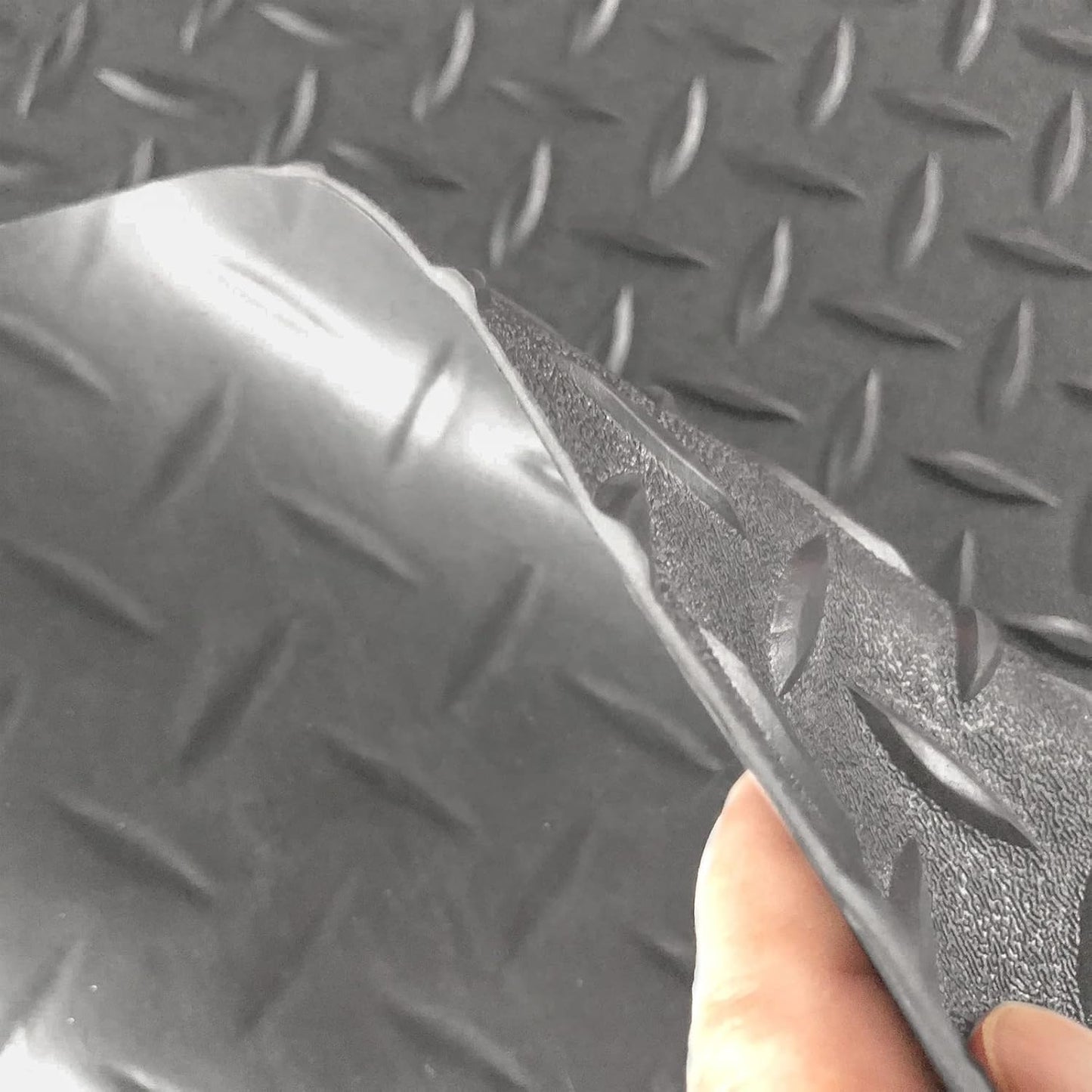 Boshen 7.5Ft x 17Ft Garage Floor Mat 2.5mm Thickened Rubber Flooring Roll 127.5sqft Diamond Plate PVC Rubber Trailer Mat Non-Slip Floor Protector Mat for Garage Warehouse Basement Trailer - Grey