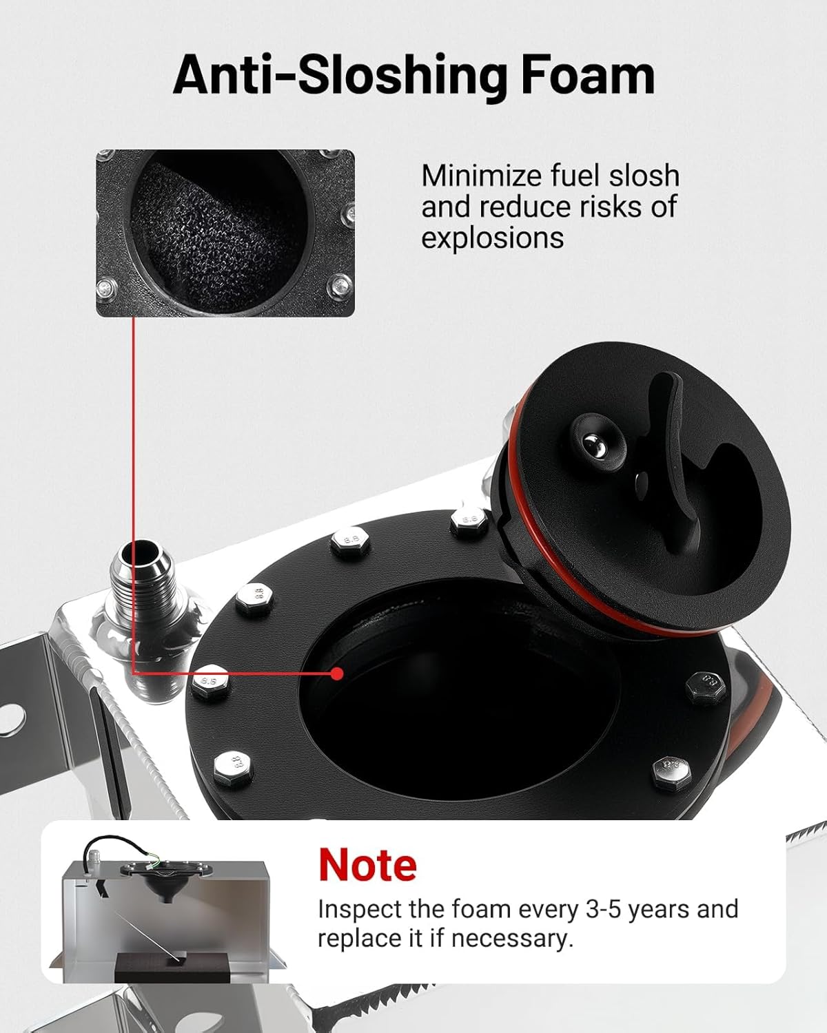 EVIL ENERGY 1 Gallon Fuel Cell Gas Tank Aluminum with Cap Street Drift Silver