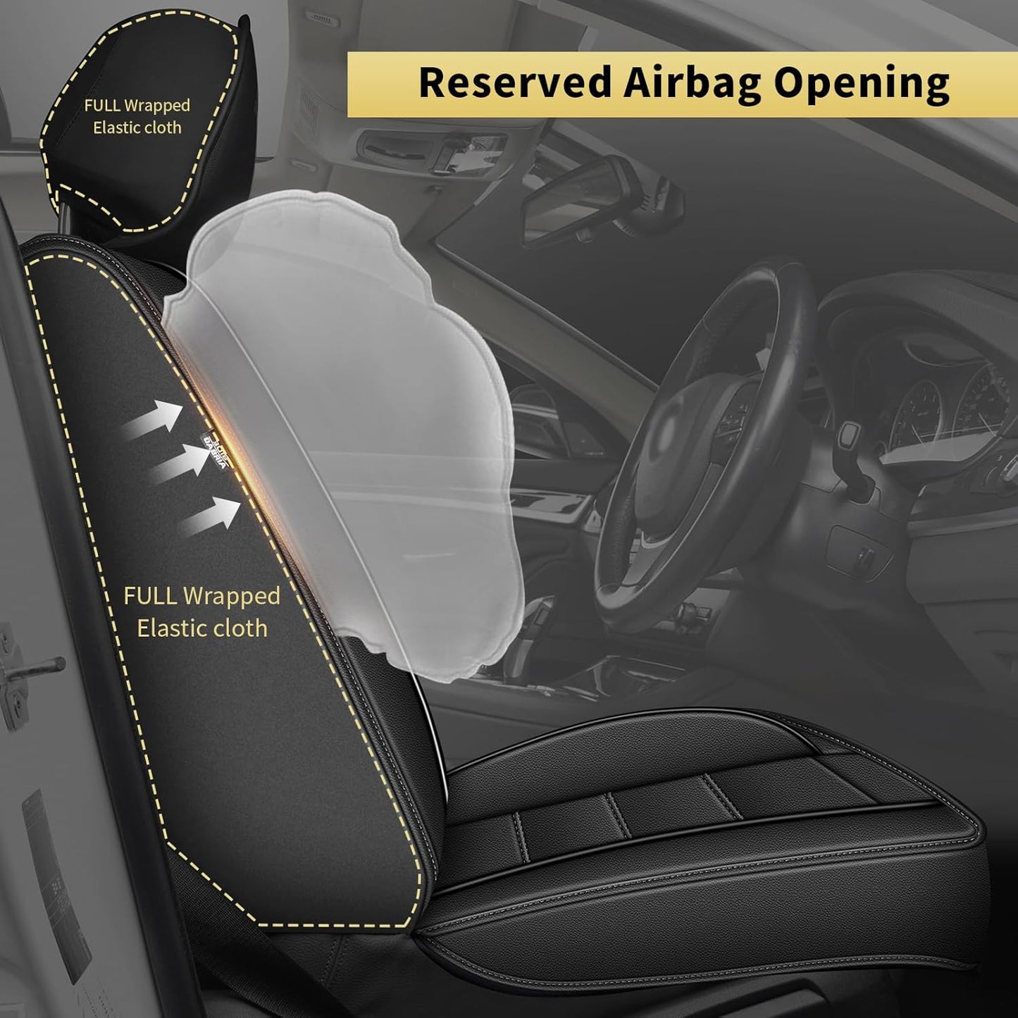 AOMSAZTO Ford Ranger Seat Covers: Full Set Custom Fit 2019 2020 2021 2022 2023 2024 2025 Ford Ranger XLT/XL/Lariat Waterproof Leather Seat Protector(5 Seats, Black)