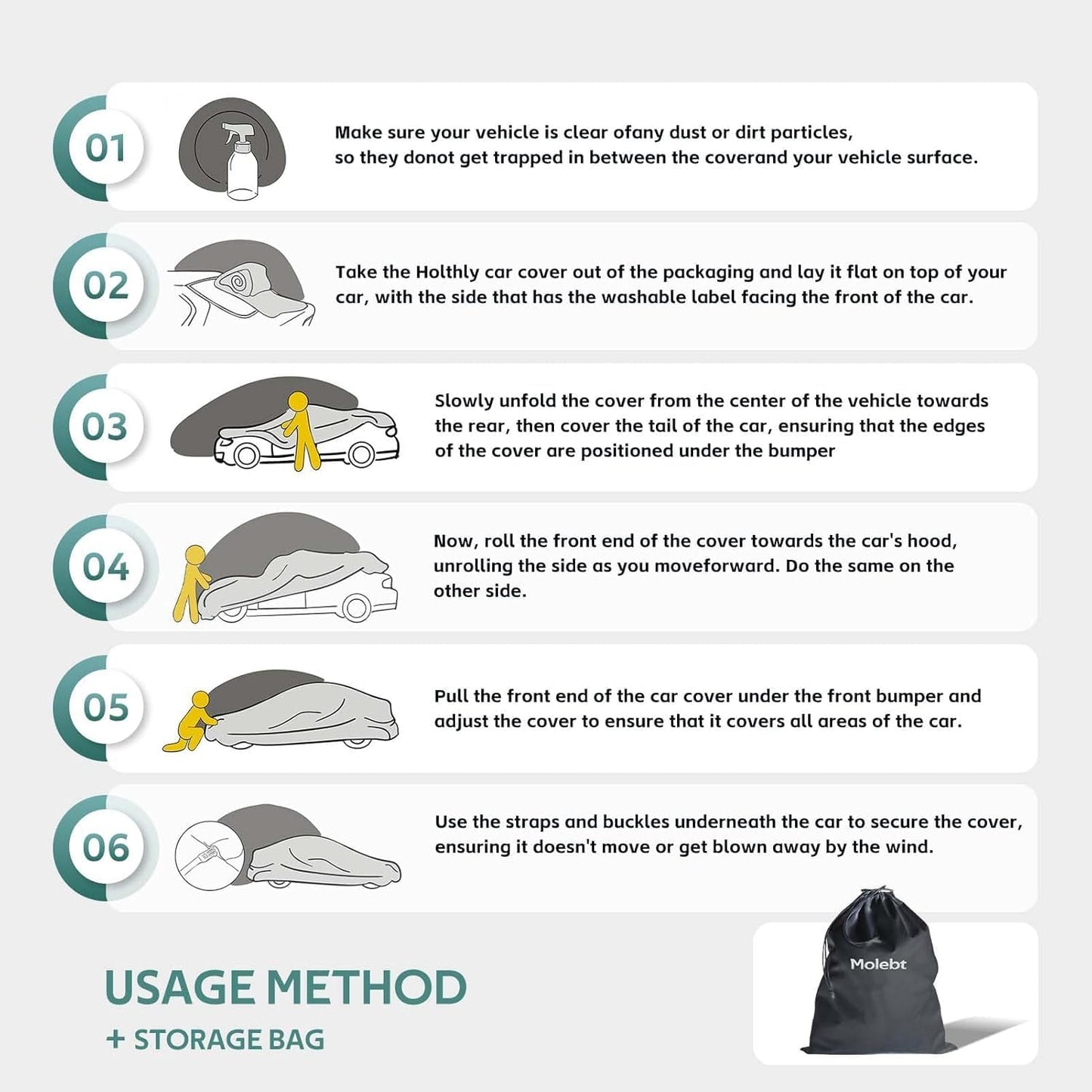 SUV Car Cover Custom Fit for Mercedes-GLC 300 350E/GLB 180 200 250(2016-2025), Waterproof All Weather for Automobiles, Outdoor Full Cover with Windproof Clip Straps.