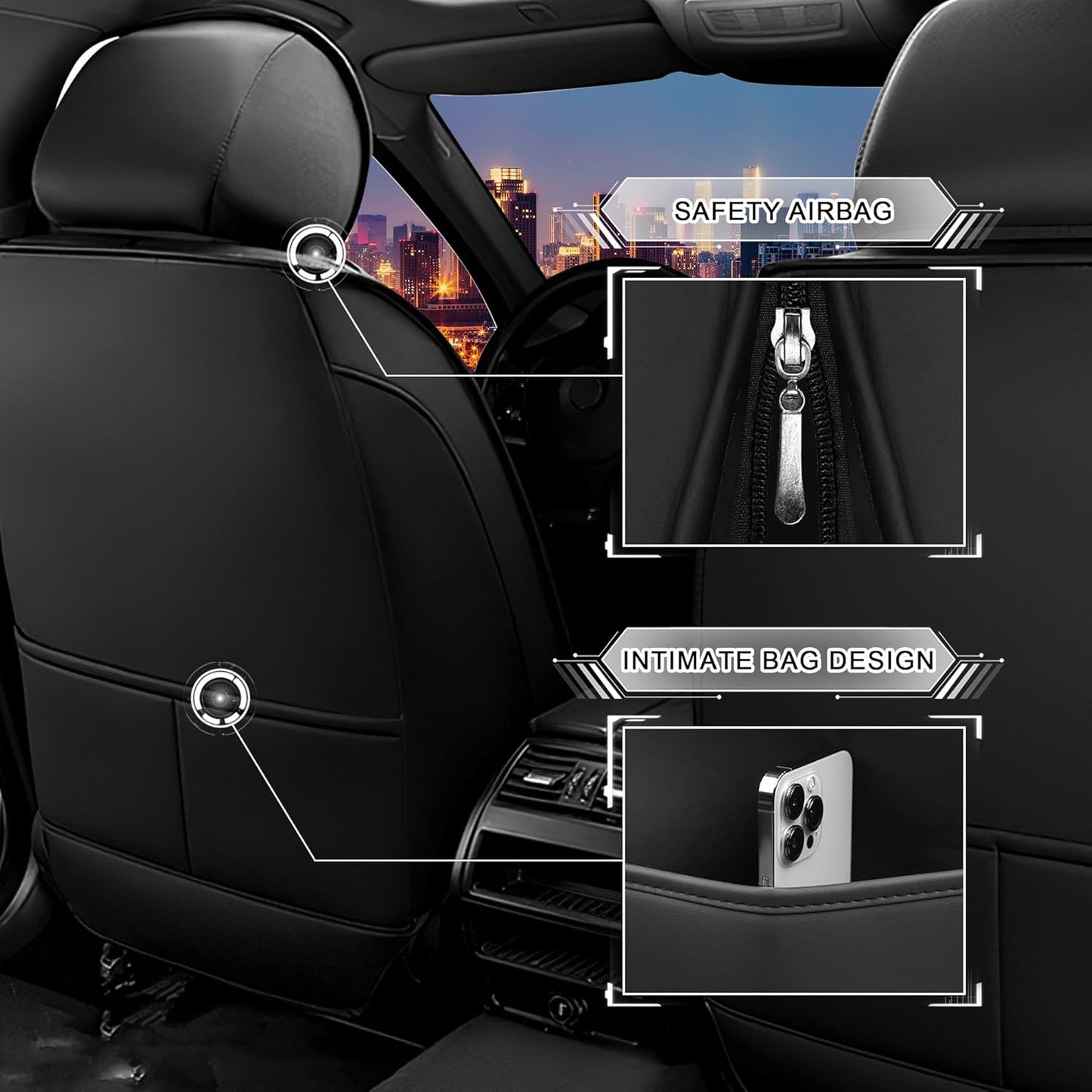 Car Seat Covers for Chrysler Pacifica 2004-2025, Stylish Sport Seat Cover, Premium Nappa Leather Car Seat Cover. Automobile Seat Covers Sets.(Standard 2 Seats/Black Red)