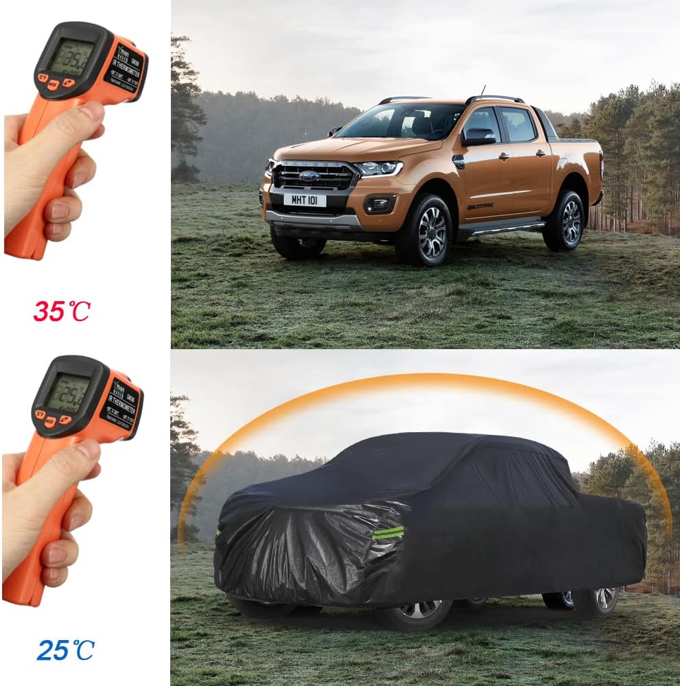 KouKou Truck Cover Waterproof All Weather, 7 Layers Heavy Duty Pickup Cover Outdoor, Length up to 210 inches,Universal Fit Truck Short Regular Bed Ford F150,F100,Chevy C10 S10 etc.