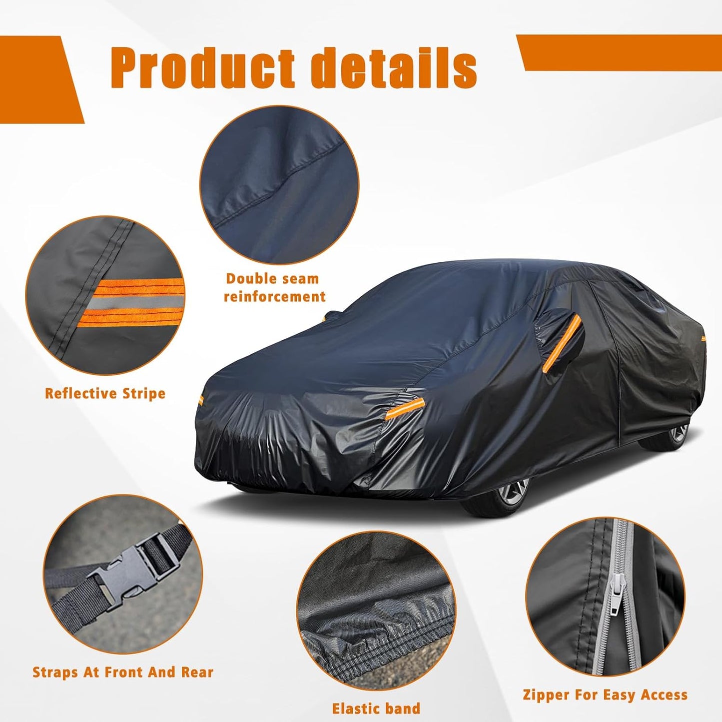 Kayme 7 Layers Car Cover Custom Fit for Hyundai Elantra (2006-2025) Waterproof All Weather for Automobiles, Outdoor Full Cover Rain Sun UV Protection.Black