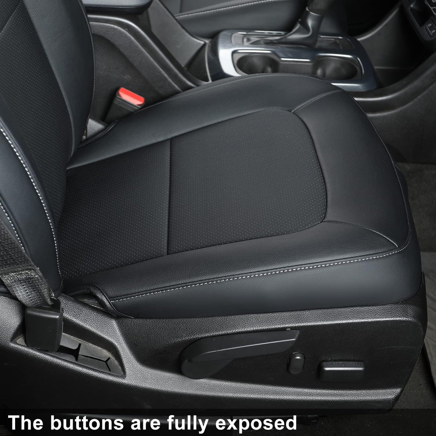 LUCKYMAN CLUB Chevy Colorado Seat Covers, fit for 2015-2022 Colorado Crew Cab Z71 LT ZR2 Work Truck with Faux Leather (Black)