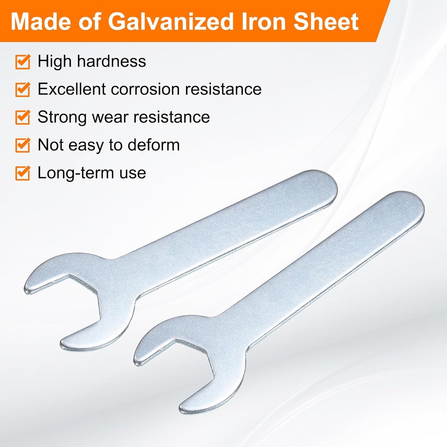 HARFINGTON 10pcs Small Wrench 15mm Open End U-Shaped Single Open Ended Spanner Super Thin Flat Head Galvanizing Wrench for Automotive Repair Furniture Assembly