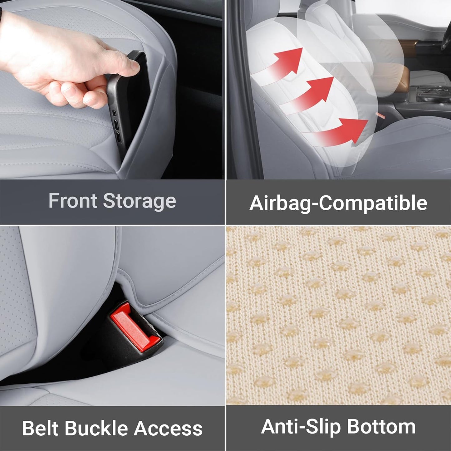 Coverland Custom Car Seat Covers Compatible with 2016-2025 Titan King Cab - Premium Leather Non-Slip Memory Foam Waterproof Cover Interior Protector Full Set-Gray [See Size Chart-Size X121]