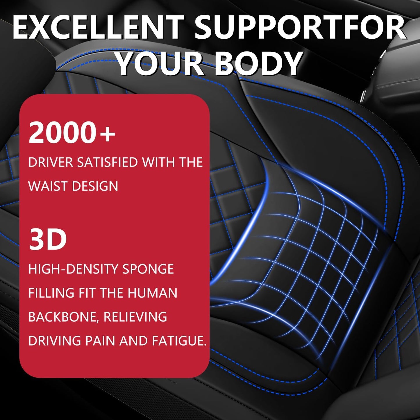 Chevy Chevrolet Silverado GMC Sierra Car Seat Covers Fit 2007-2023 2024 2025 1500/2500HD/3500HD (Black & Blue, Full Set)