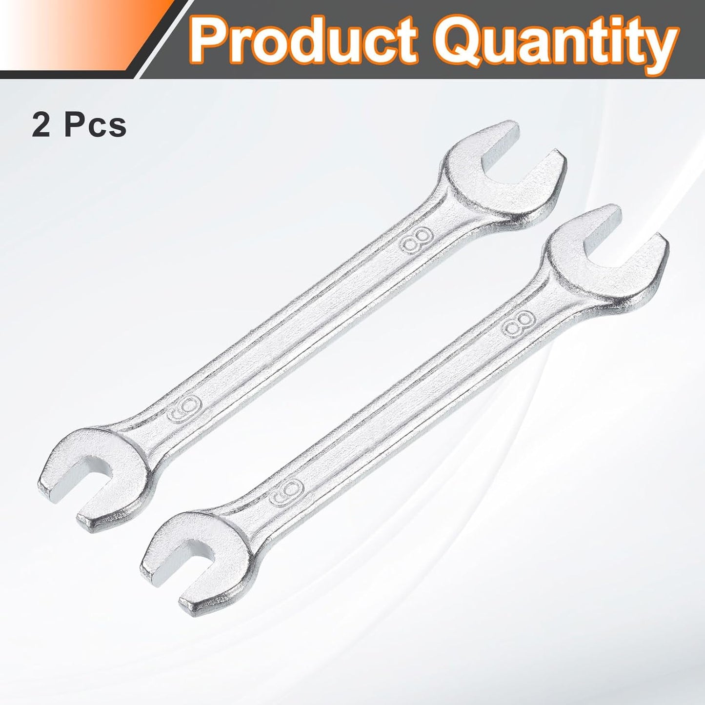 HARFINGTON 2pcs Double Open End Wrench 6mm x 8mm Metric 15 Degree Offset Angle Small Flat Head Wrench Galvanizing Open Ended Spanner for Automotive Repair Furniture Assembly