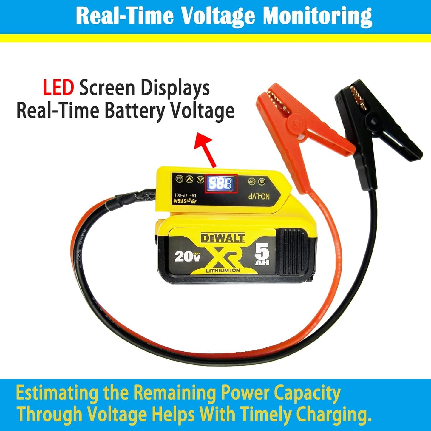 Battery Jumper Cables Compatible with De.Walt Battery Jumper Cables, Automotive Booster Cable for Car Jump Starting Using Tool 8AWG 2.02FT