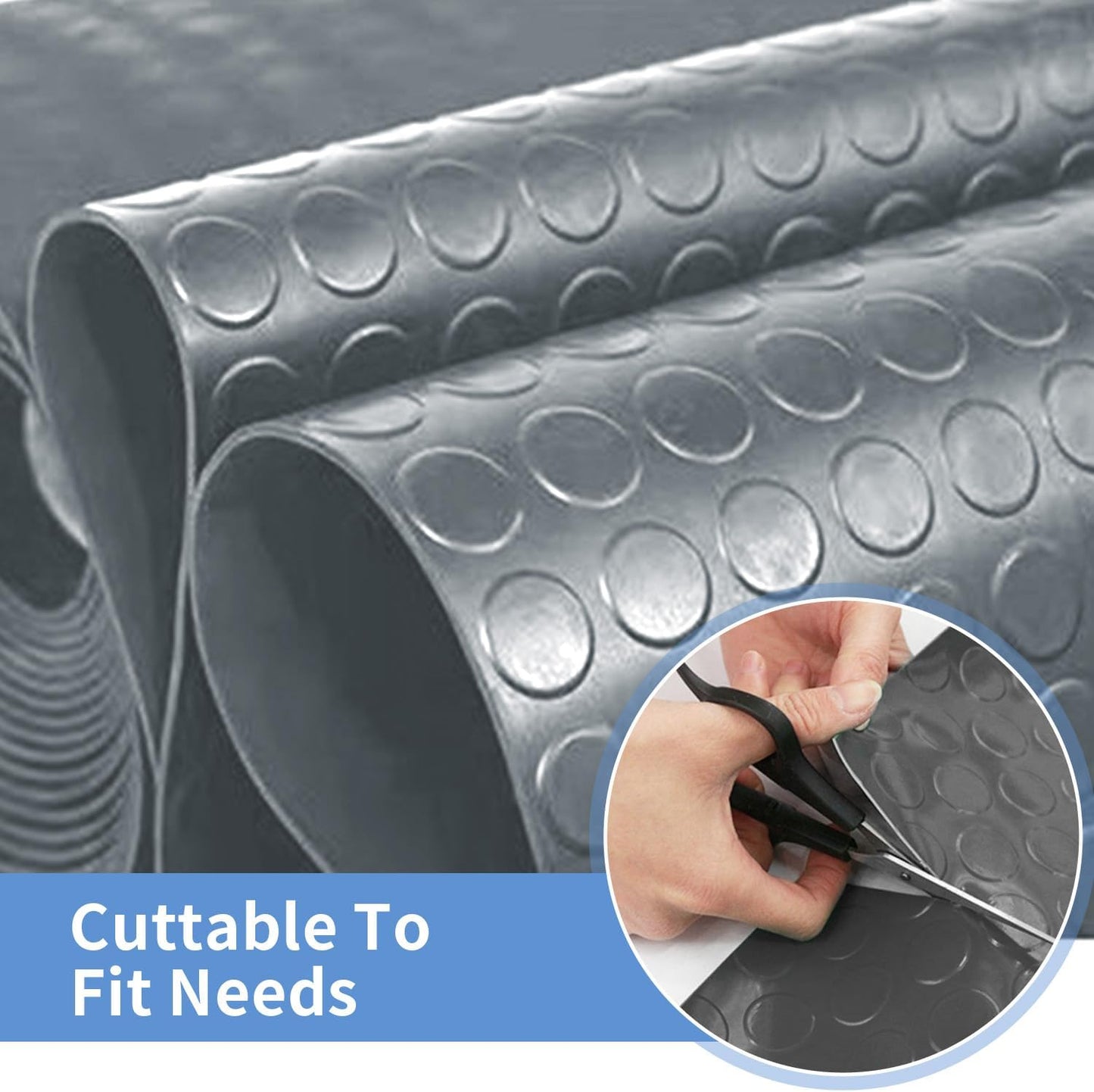 Premium Garage Floor Mat, Commercial Grade Heavy Duty Parking Mat for Garage Floor, Golf Cart Parking, Water/Stain Resistant Floor Runner (Grey Coin, 4 x 6.5 Feet)