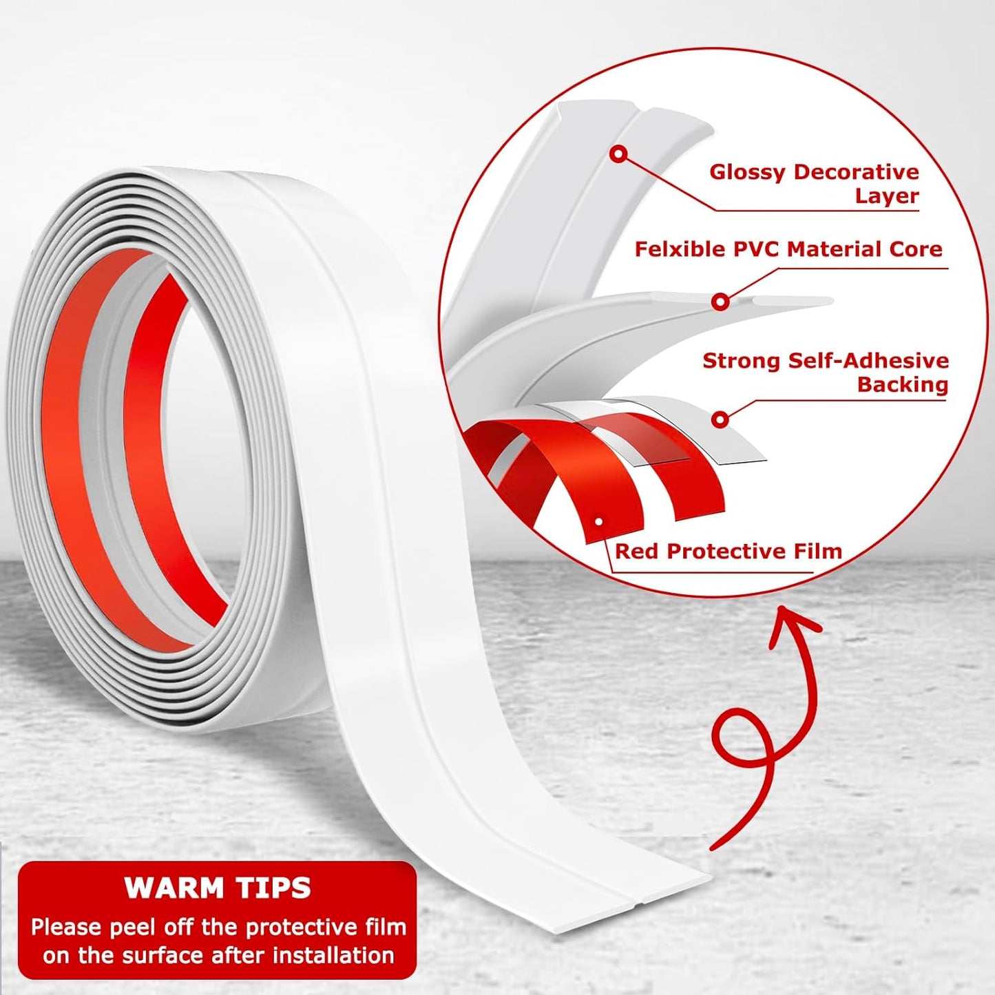 Flexible Wall Corner Protector Moulding Trim Peel and Stick Wall Corner Guards Edge Protector Self Adhesive Molding Trim Strip for Edge Ceiling (White, 2.4 in x 10 Ft)