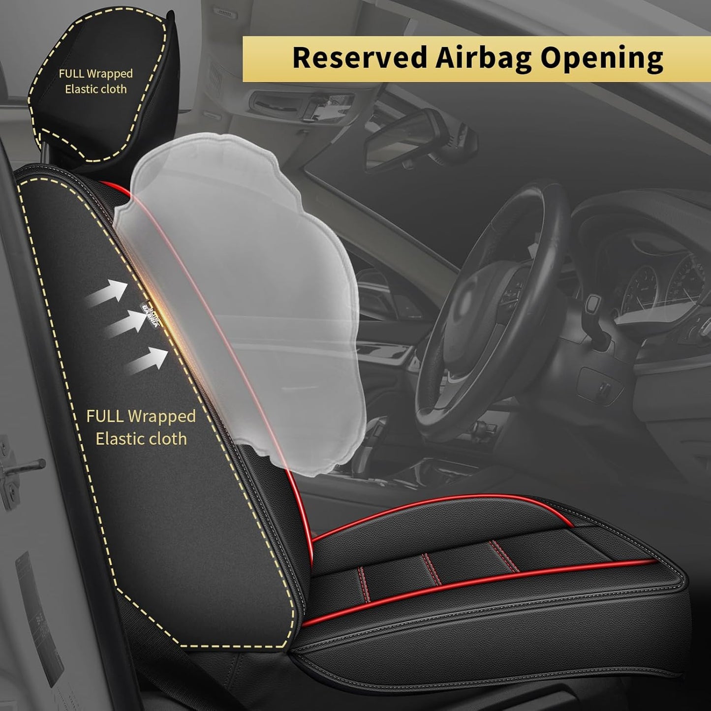 AOMSAZTO Ford Ranger Seat Covers: Full Set Custom Fit 2019 2020 2021 2022 2023 2024 2025 Ford Ranger Breathable Waterproof Leather Seat Protector(5 Seats, Redline)