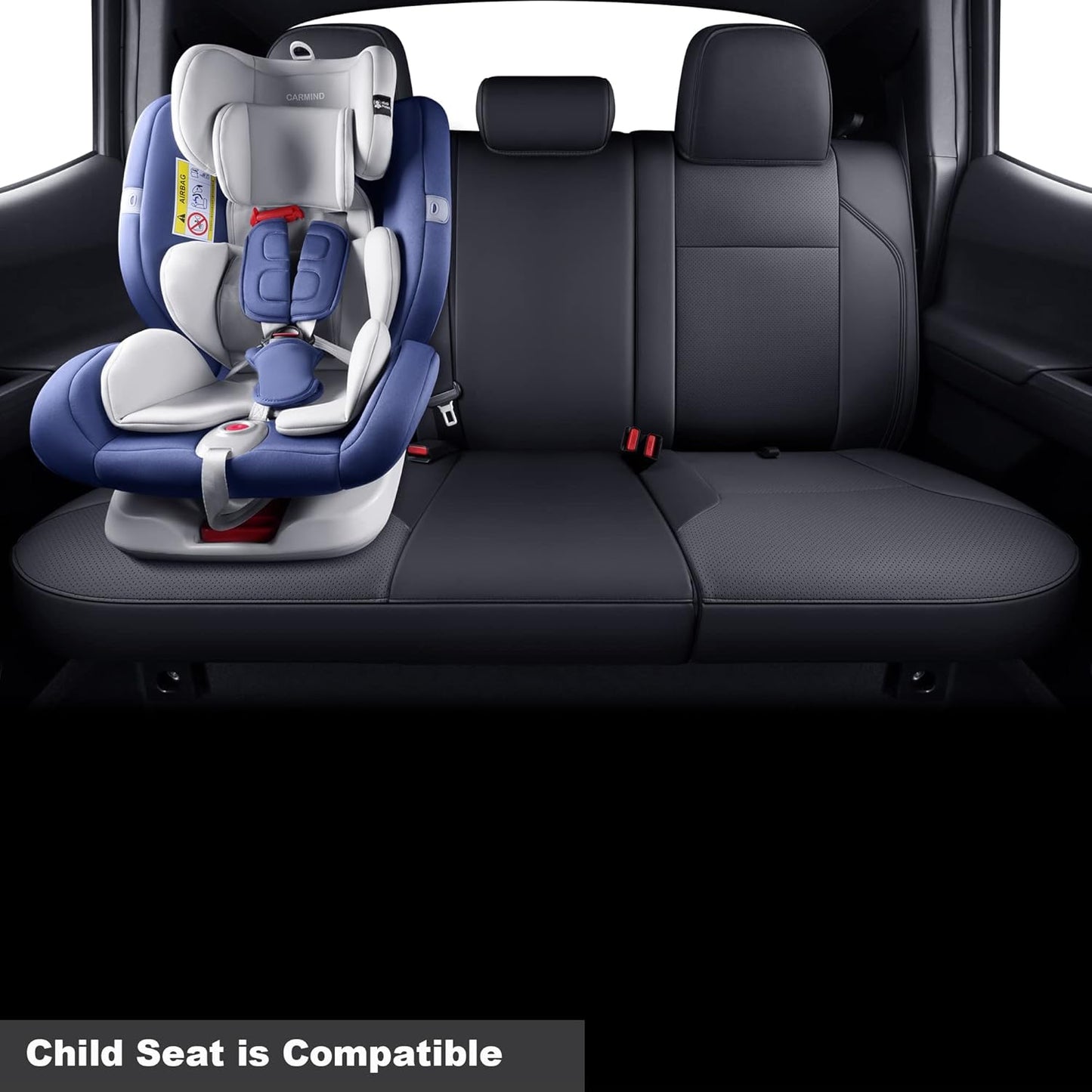 LUCKYMAN CLUB Rear Seat Covers Custom Fit for 2016-2023 Tacoma Crew Cab with Faux Leather (Black Rear)