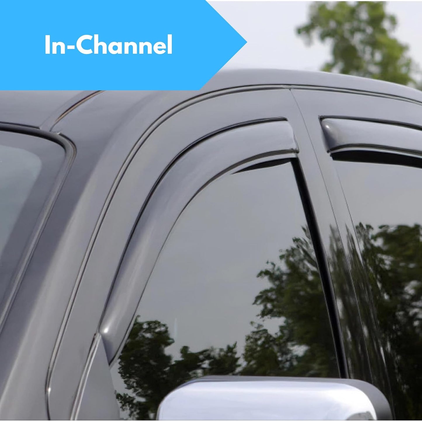 KPY Window Visor Compatible with Chevrolet Chevy Colorado Crew Cab 2015-2022 & GMC Canyon Crew Cab 2015-2022, 4PC Rain Guard Side Vent Deflectors in-Channel Style, 2016 2017 2018 2019 2020 2021 2022
