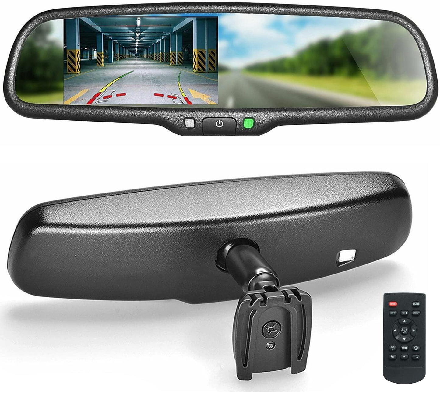 Master Tailgaters 10.5" OEM Rear View Mirror with 4.3" LCD Screen + Dynamic Parking Lines | Rearview Universal Fit Mount | Auto Adjusting Brightness LCD | Anti Glare | Full Original Mirror Replacement