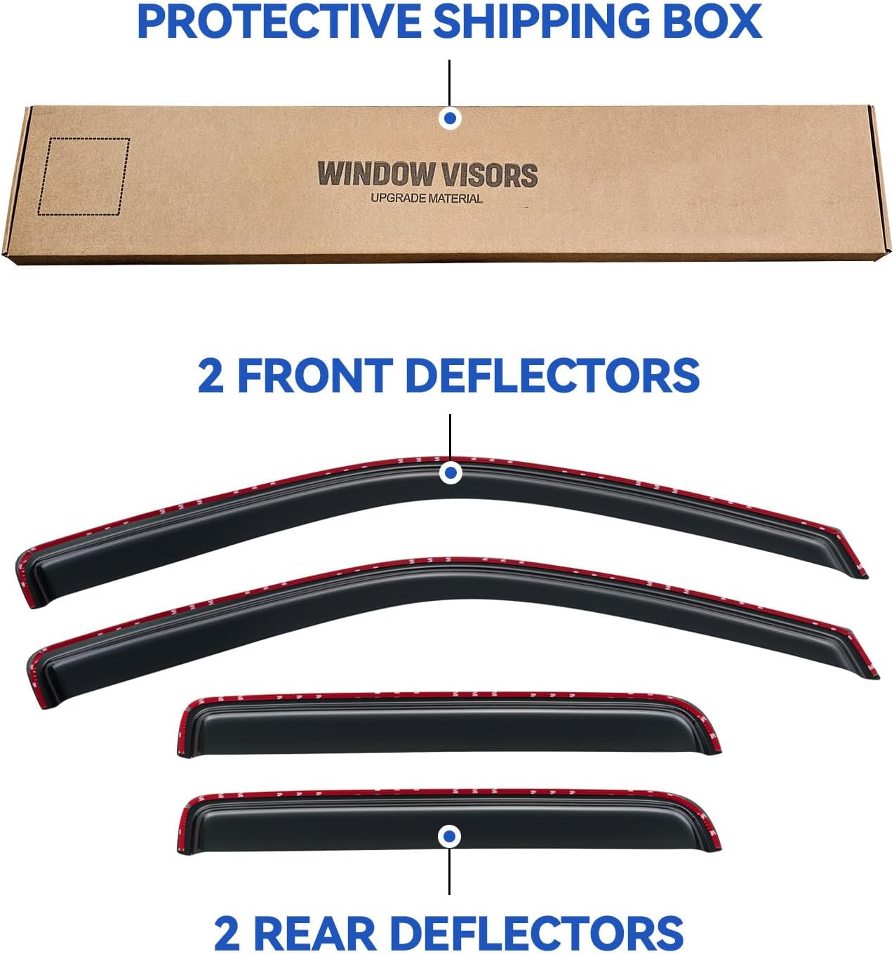 in-Channel Window Visors Rain Guards Shield for 2004-2012 Chevy Colorado, Window Vent Wind Deflectors Visors Shades for 2004-2012 GMC Canyon Crew Cab