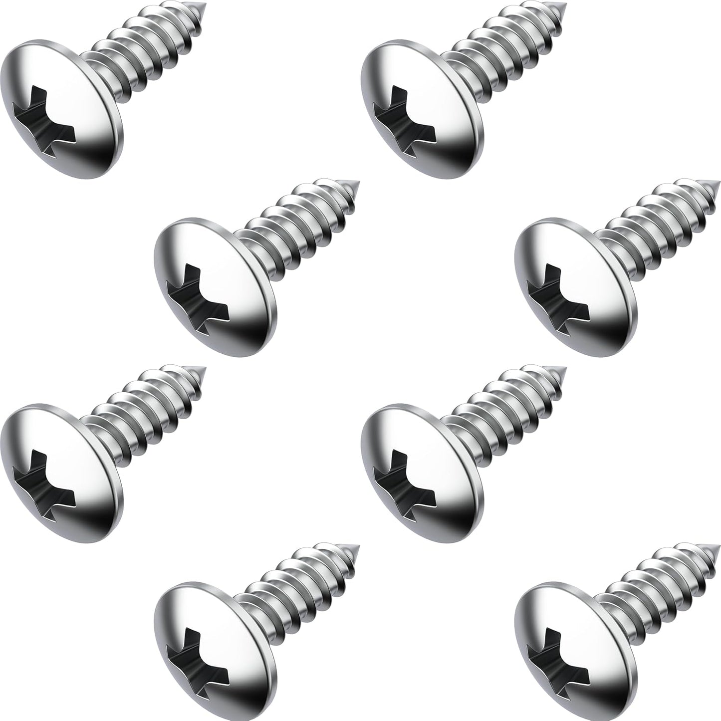 Stainless Steel License Plate Screws for License Plates, Frames, Covers - Rust Proof Licence Plate Screw Set for Front/Rear Compatible with Buick Cadillac Chevrolet GMC