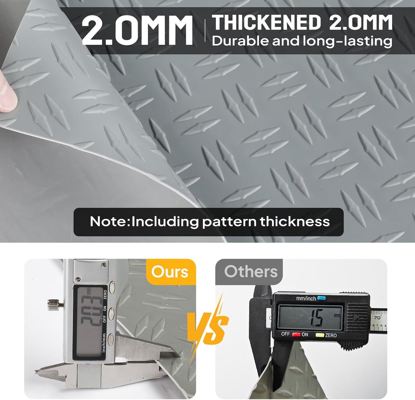 TUFFIOM 7.5 x 20 FT Garage Floor Mat, Thickened Diamond Plate PVC Garage Mats Flooring Roll for Under Car, Garage Car Parking Mats for Compact SUVs, Sports Car