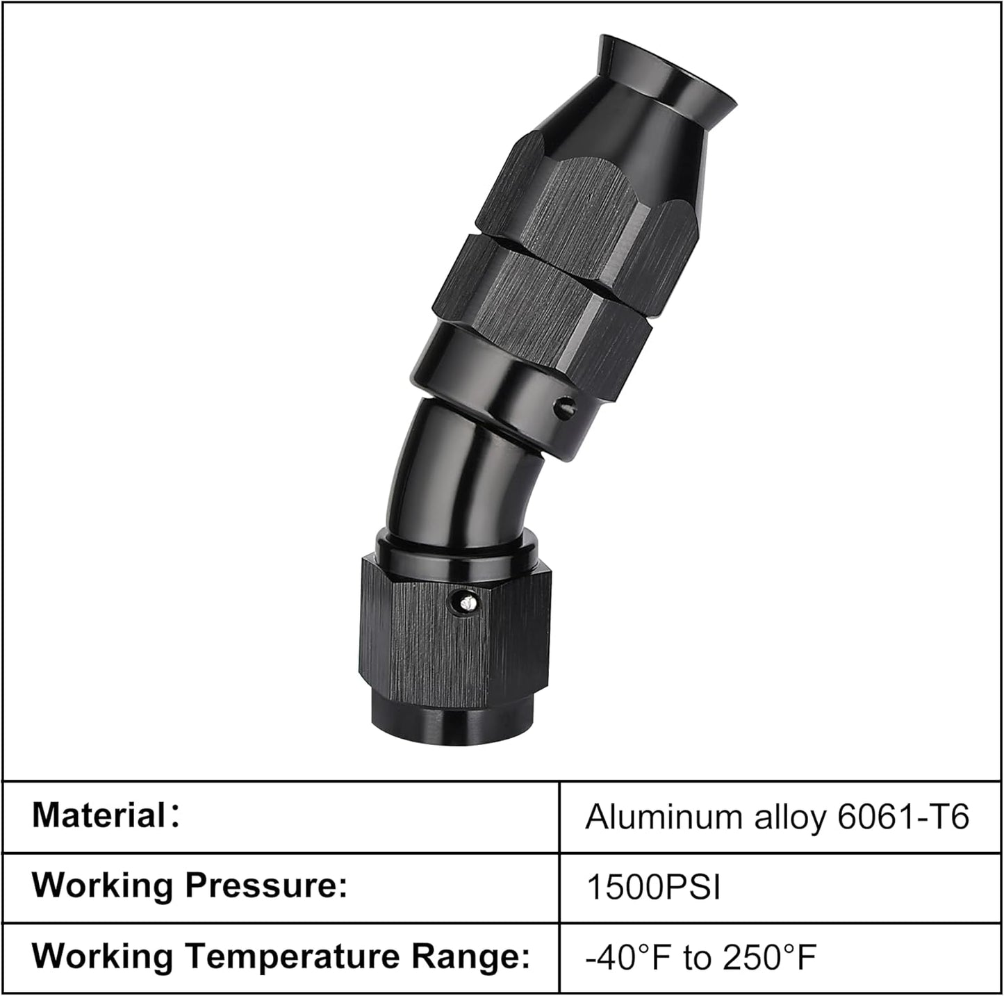 EVIL ENERGY 4AN 30 Degree PTFE One Piece Full Flow End Hose Fitting Aluminum Black