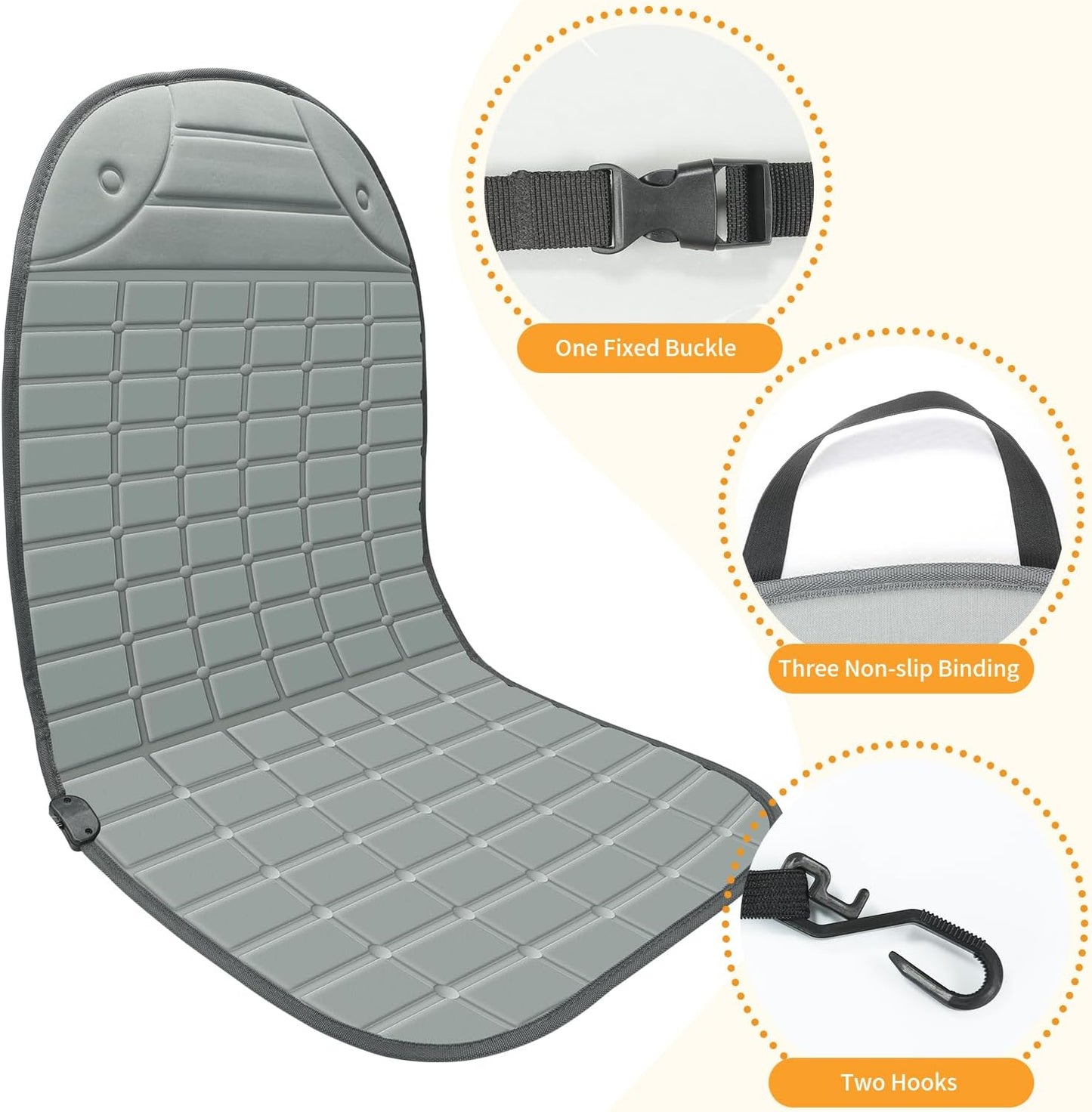 Seat Cover for Cold Weather, Winter Seat Cushion with Adjustanle Buckle for Full Back and Seat (2, Gray)