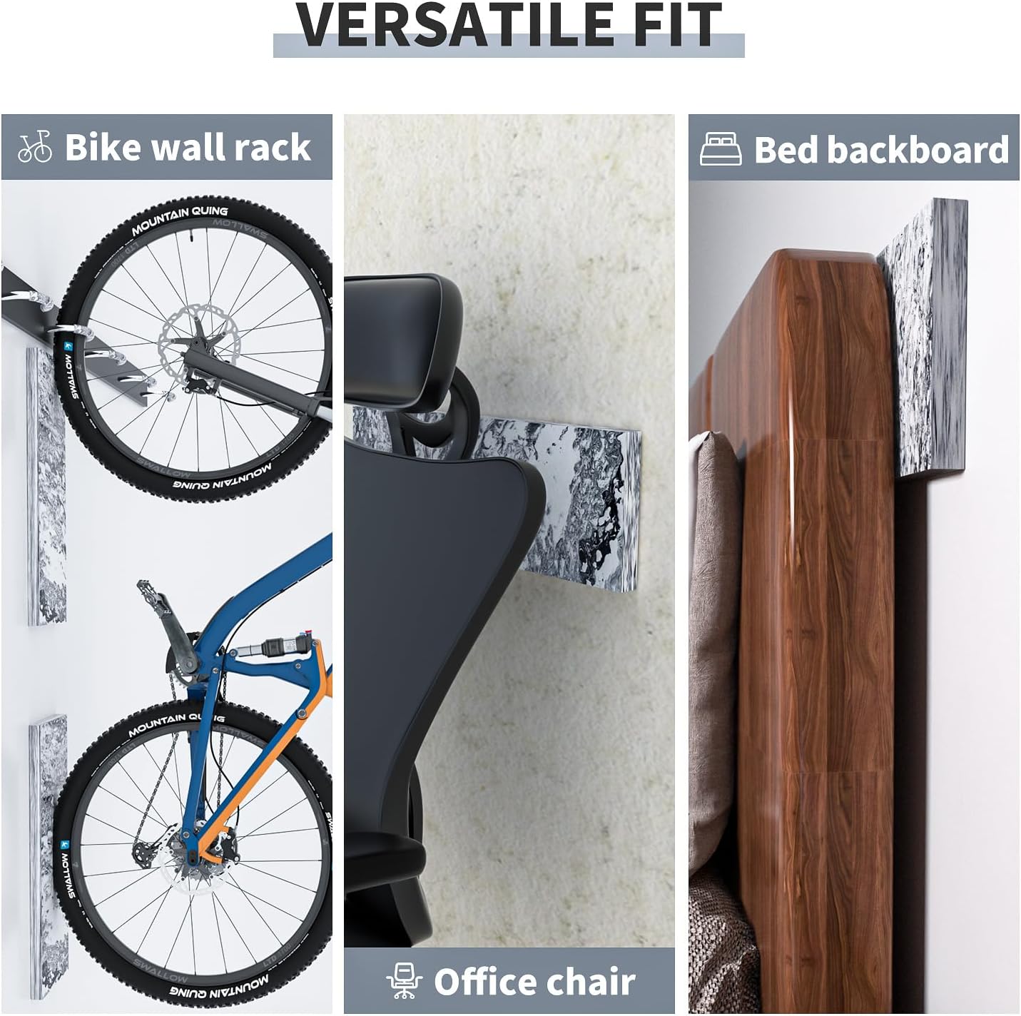 GWP02S Marble Grain Garage Wall Protector Car Door Protectors, Parking Stopper for Garage, Tool-Free, Designed in Germany (2-Pack Marble Grain)