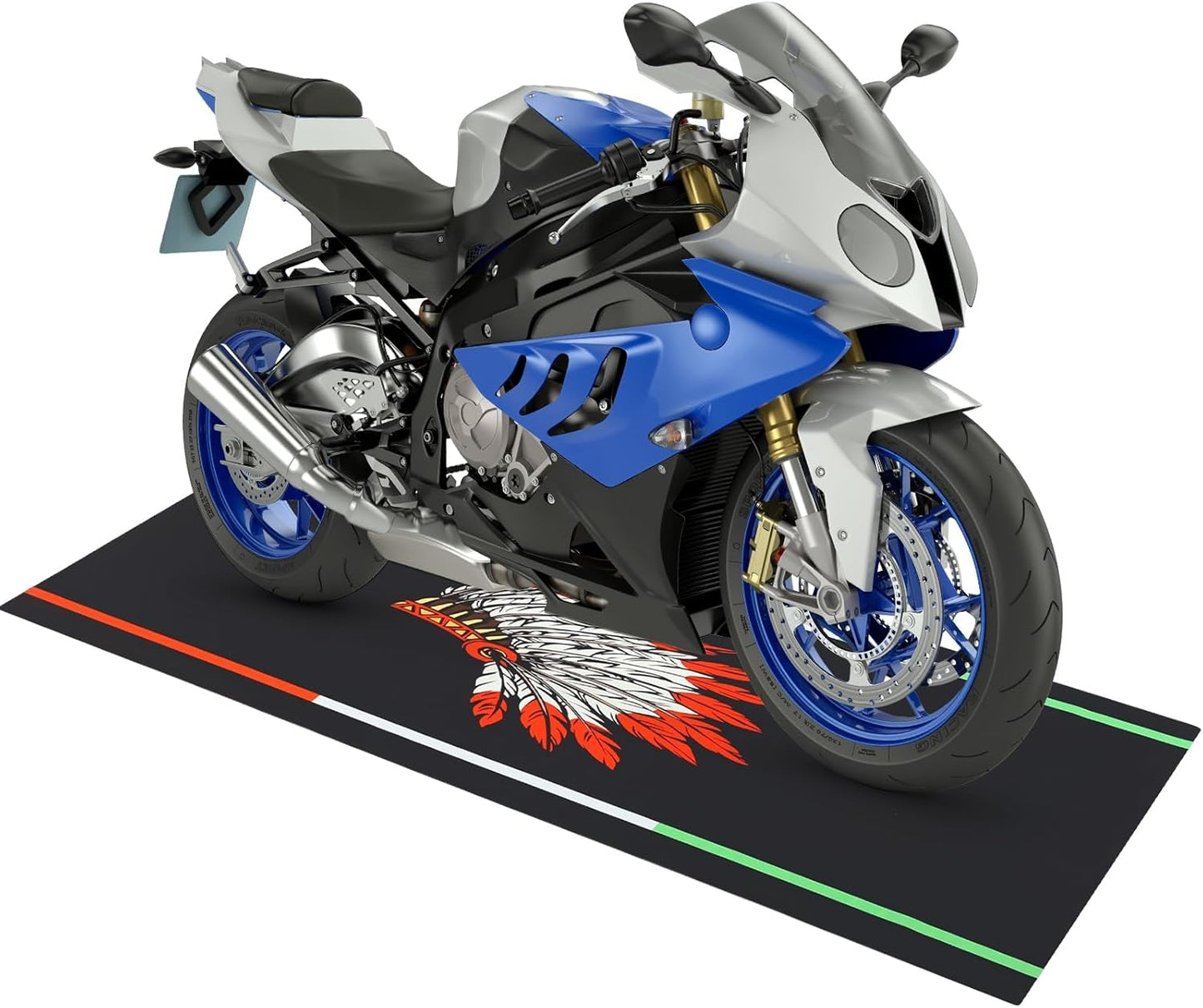 Motorcycle Mat 78 x 31 Inch Garage Floor Rug Washable Parking Mats for Garage Floors Non Slip Oil Absorbent Pad Rubber Backing Layer Protects Floor from Spills Drips Stains(Indian Style)